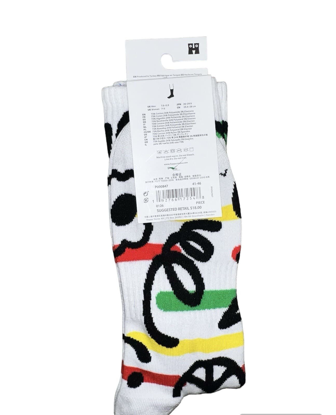 HAPPY SOCKS Women's Navy Big Multi Dot Soft Crew Cotton Socks Size 7-8 NWT - Thumbnail 2