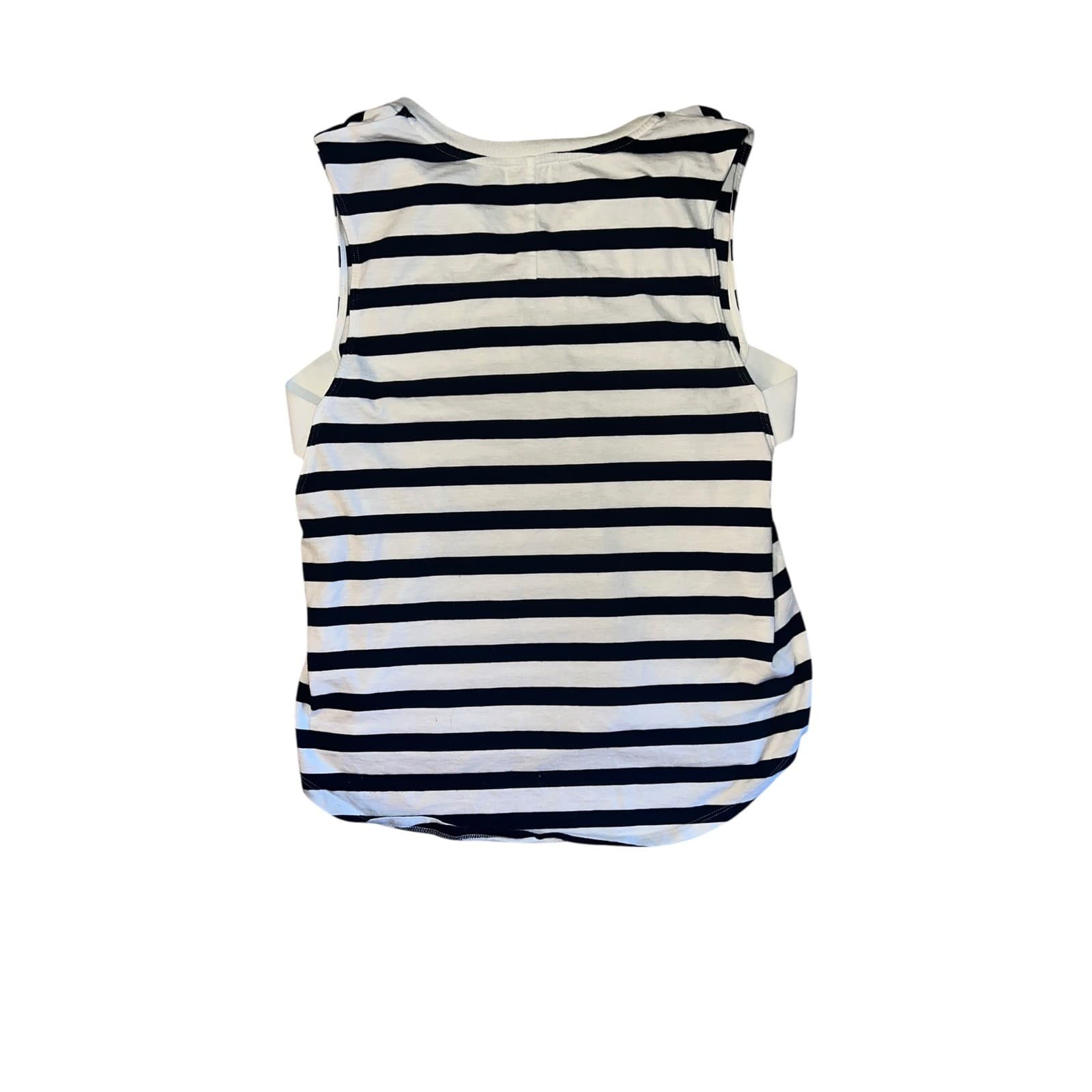Theory Black & White Striped Top Sz S | Sleeveless V-Neck Preppy Luxury Blouse - Thumbnail 2