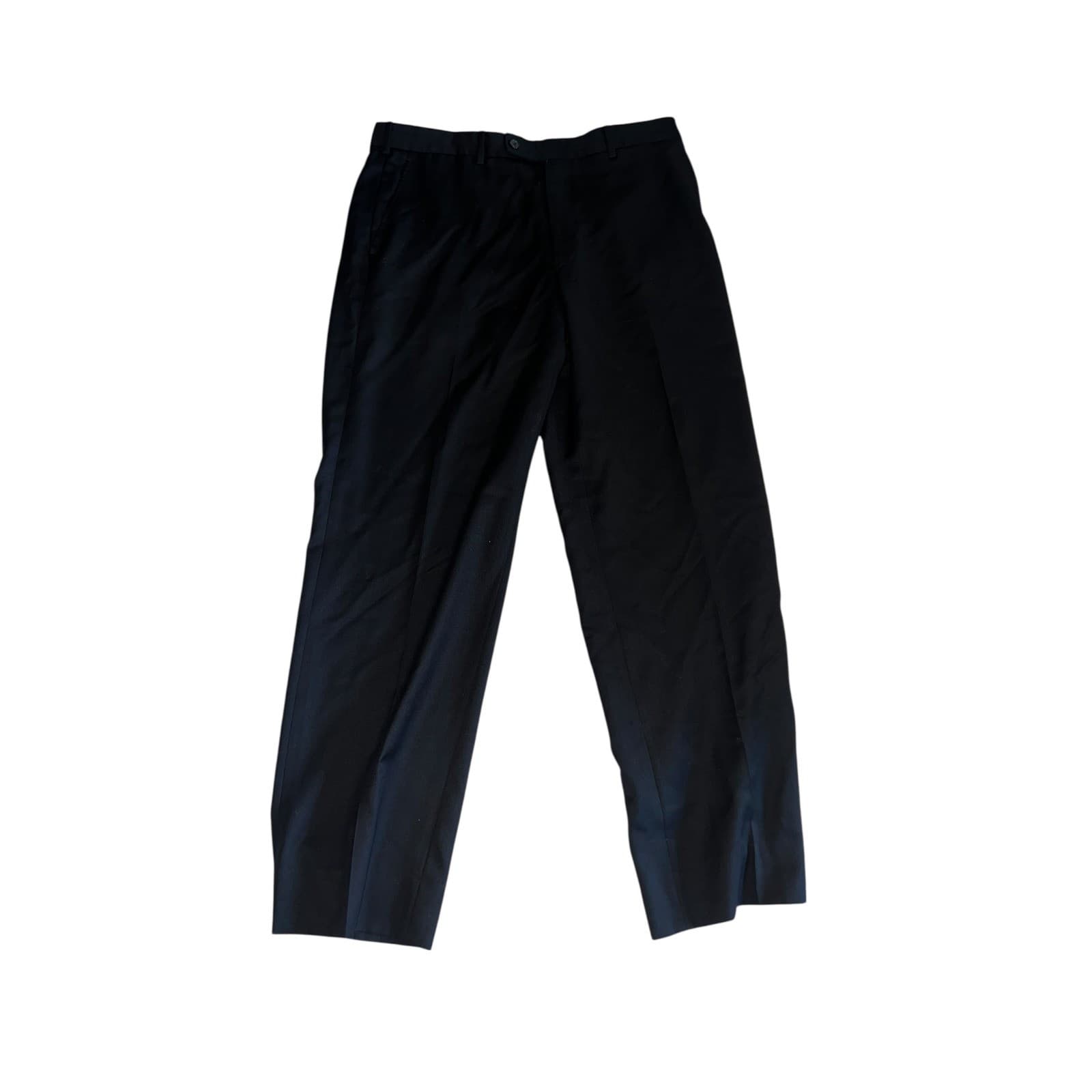 Valentino Black Straight Pants Sz 42 Virgin Wool Luxury Designer Trousers - Thumbnail 2
