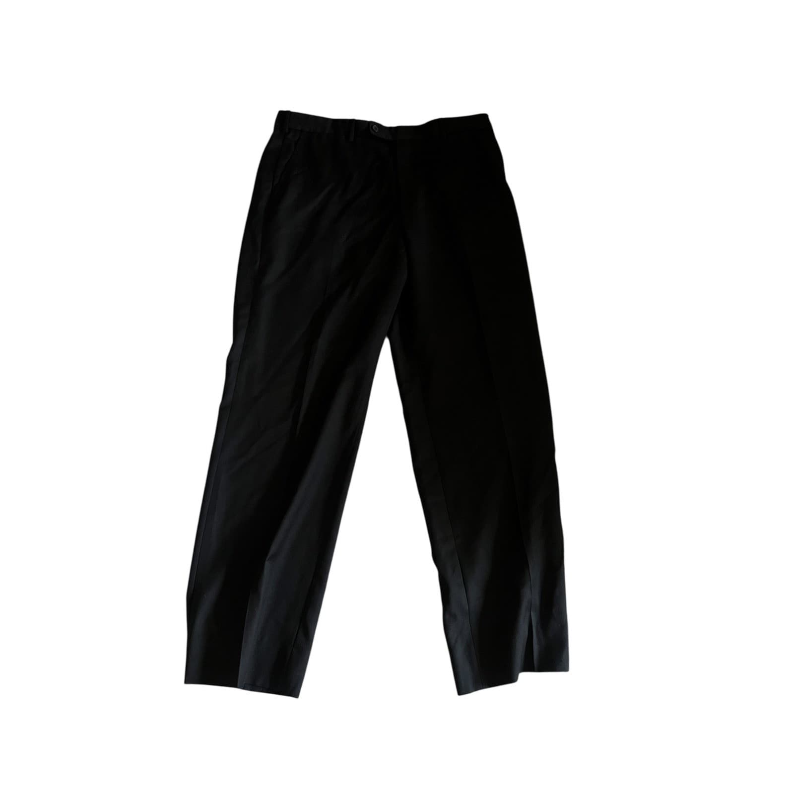 Valentino Black Straight Pants Sz 42 Virgin Wool Luxury Designer Trousers - Thumbnail 3
