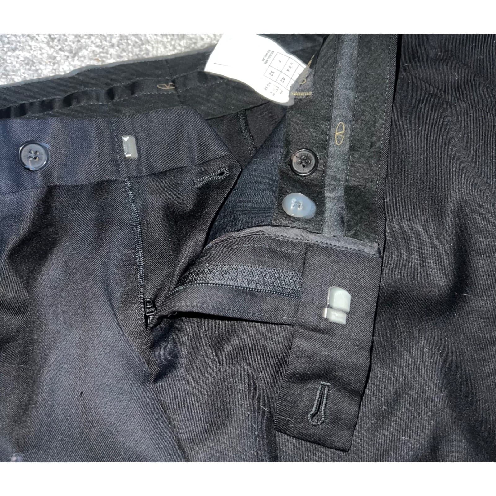 Valentino Black Straight Pants Sz 42 Virgin Wool Luxury Designer Trousers - Thumbnail 6