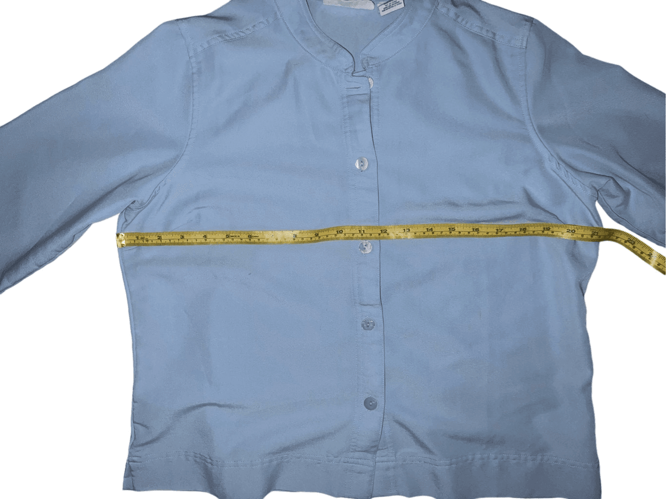 Weekend Clothes Line Sz L blue preppy 3/4 sleeve Collar Button Coastal - Thumbnail 4