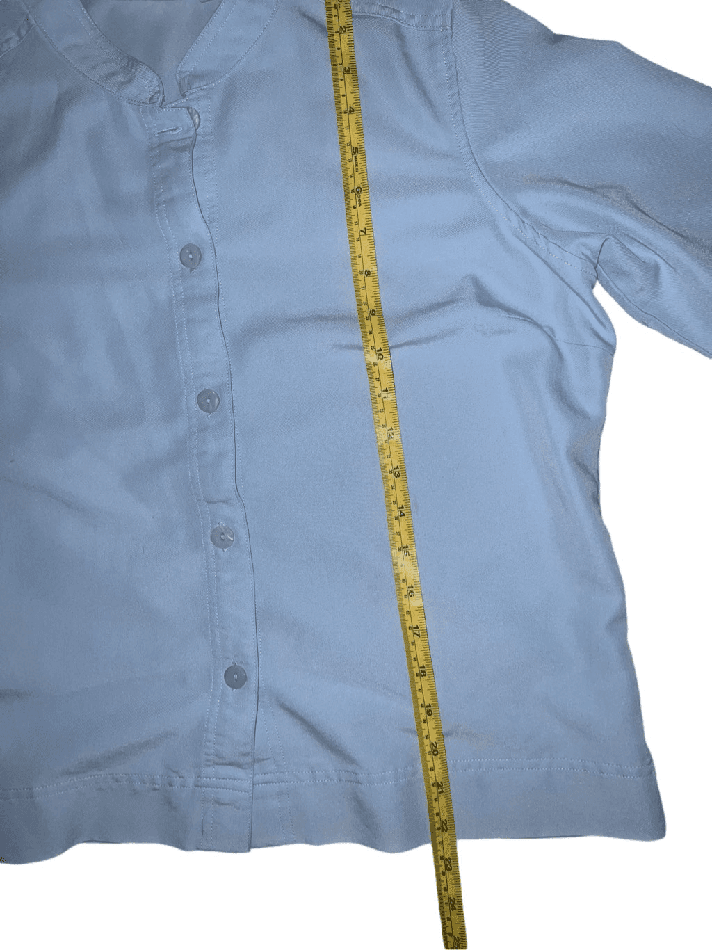 Weekend Clothes Line Sz L blue preppy 3/4 sleeve Collar Button Coastal - Thumbnail 3