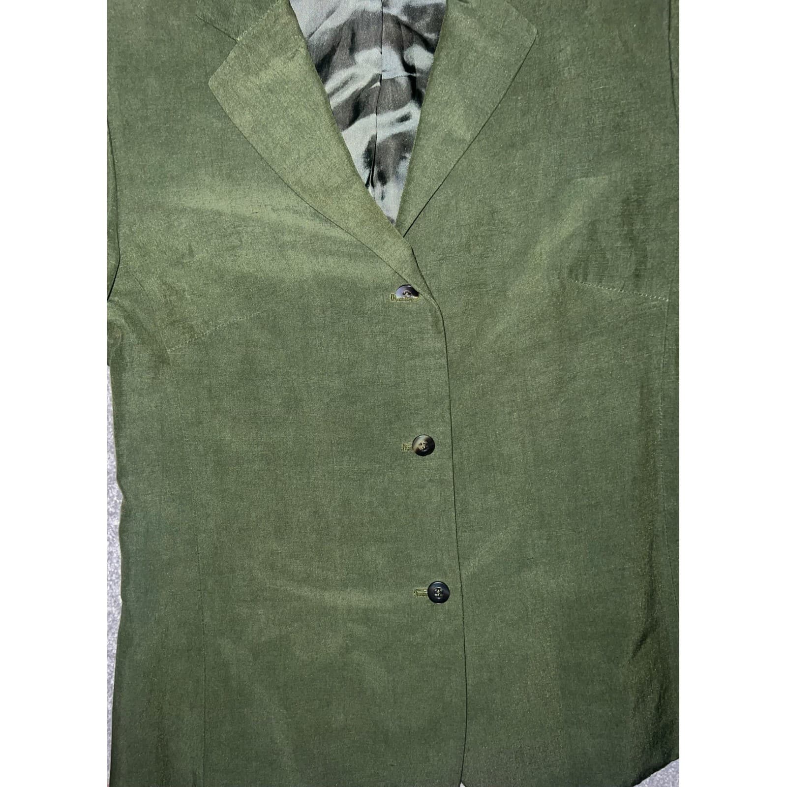 Bernard Zins Green Blazer Sz 4 Preppy Office Siren Tailored Designer Jacket - Thumbnail 6