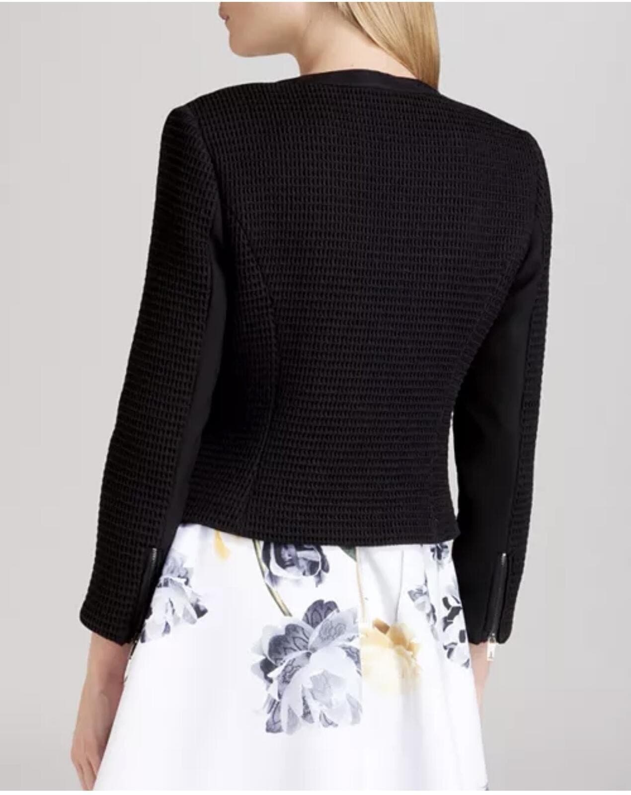 Ted Baker Eni Textured Cropped Jacket Sz 4 Office Siren Designer Career Chic - Thumbnail 2