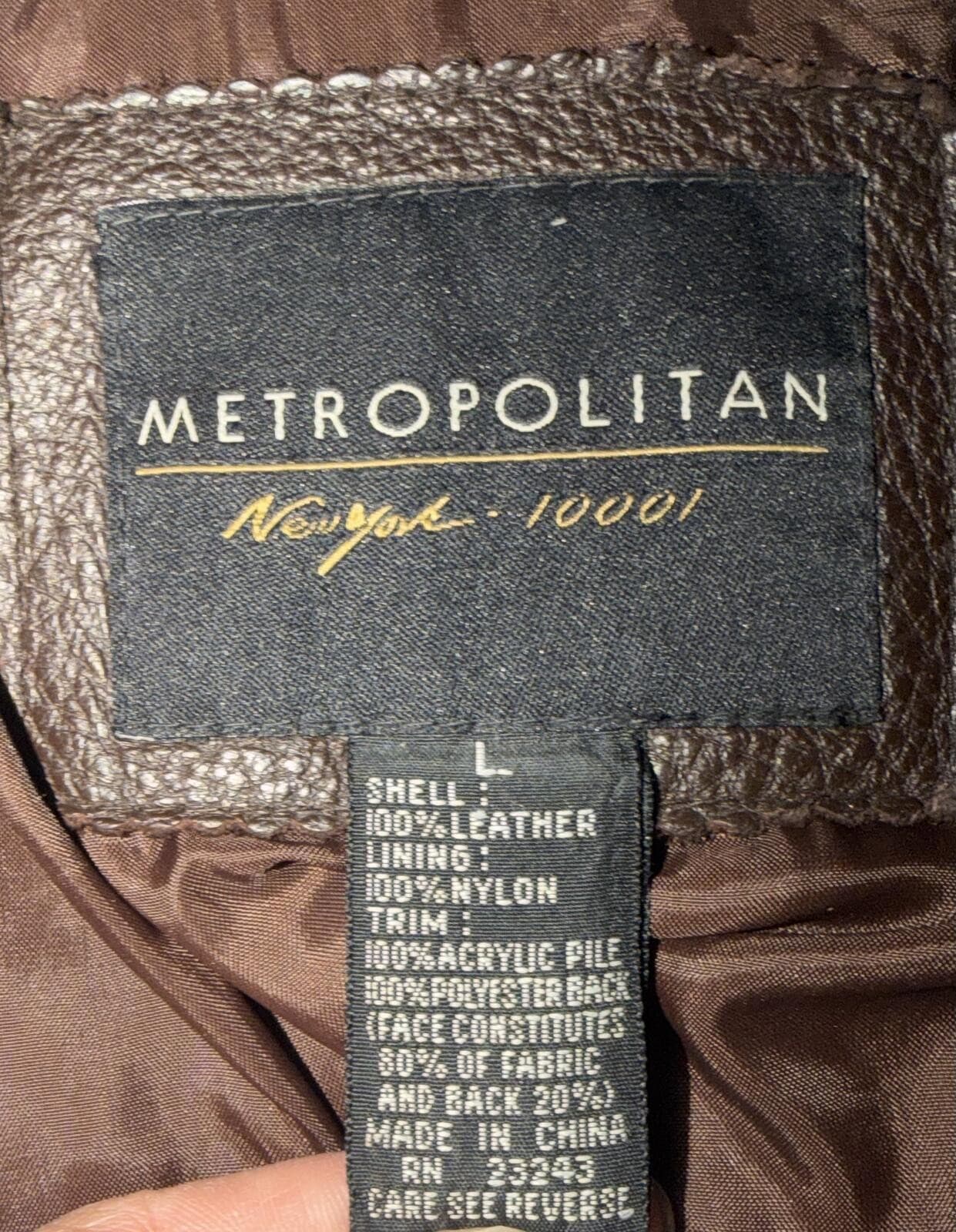 Metropolitan NY 10001 Brown Jacket Sz L Biker Moto Vintage Urban Style - Thumbnail 12
