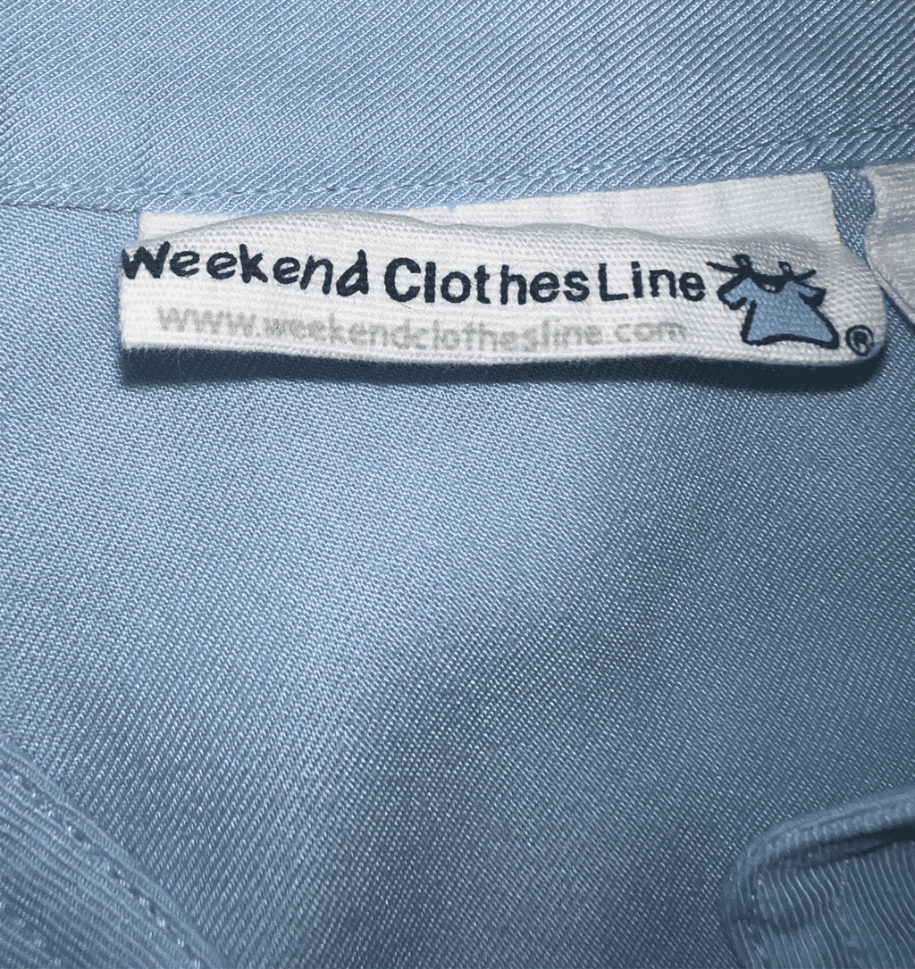 Weekend Clothes Line Sz L blue preppy 3/4 sleeve Collar Button Coastal - Thumbnail 6