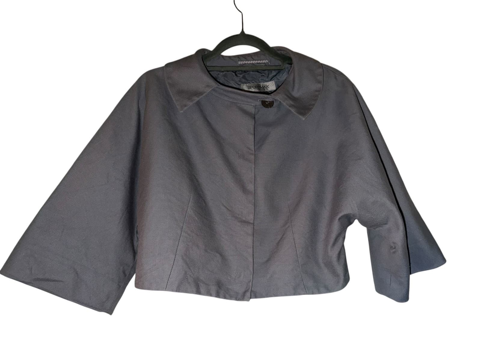 Sportmax Gray Cropped blazer US 10 3/4 Bell Sleeve Luxury - Thumbnail 2
