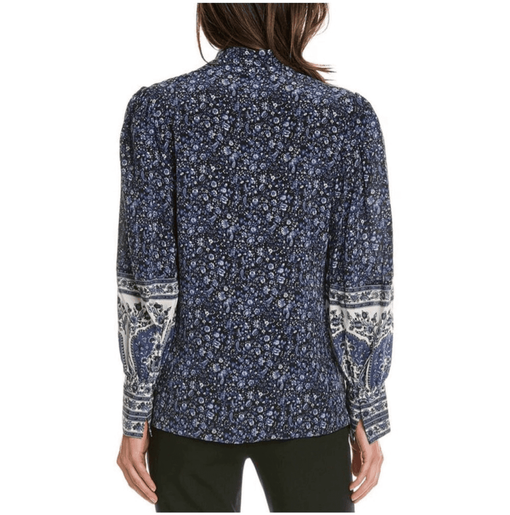 Kobi Halperin Silk Floral-Print Long Sleeve Sz xs Cottagecore V-neck Boho - Thumbnail 2