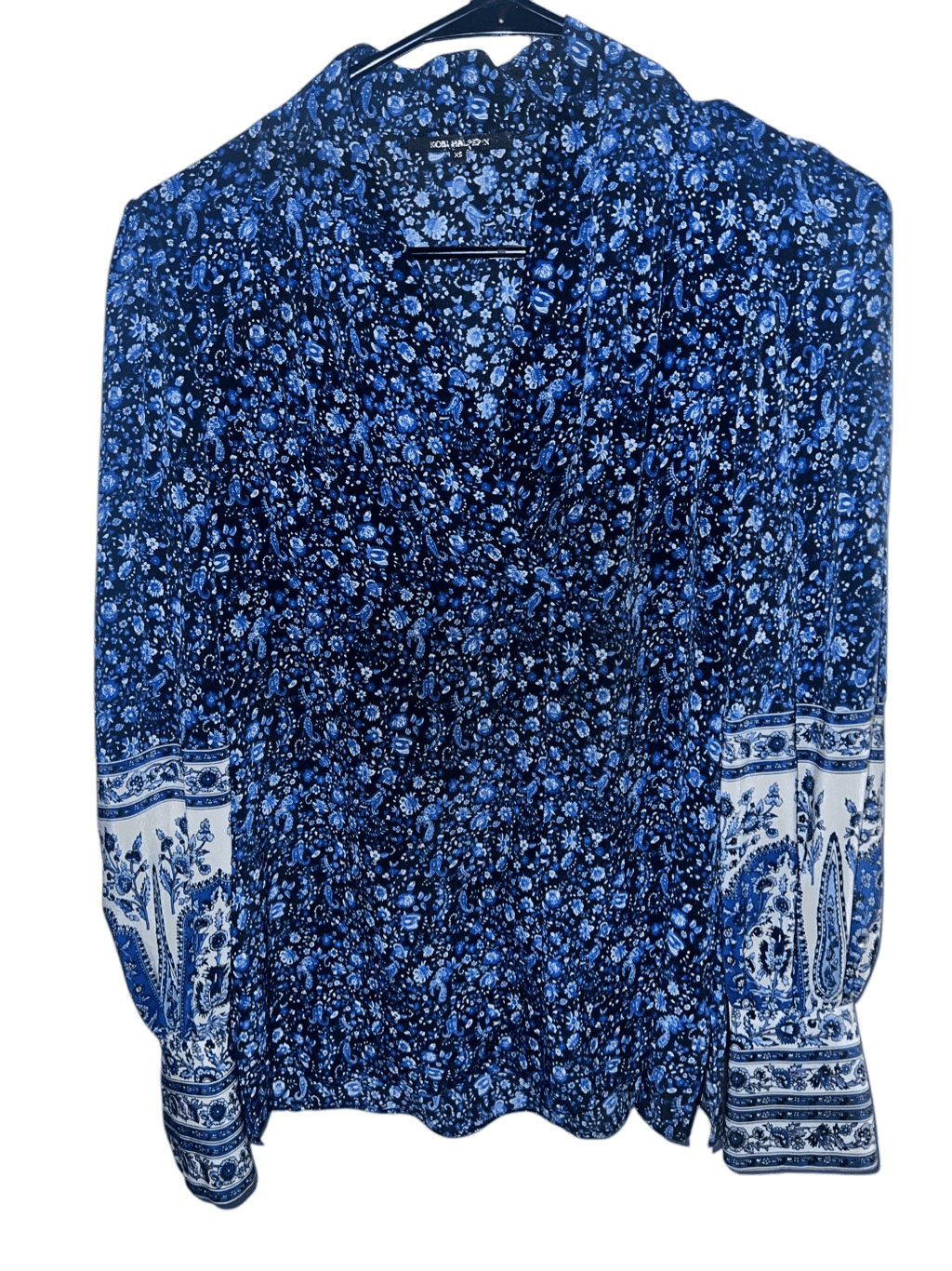 Kobi Halperin Silk Floral-Print Long Sleeve Sz xs Cottagecore V-neck Boho - Thumbnail 4