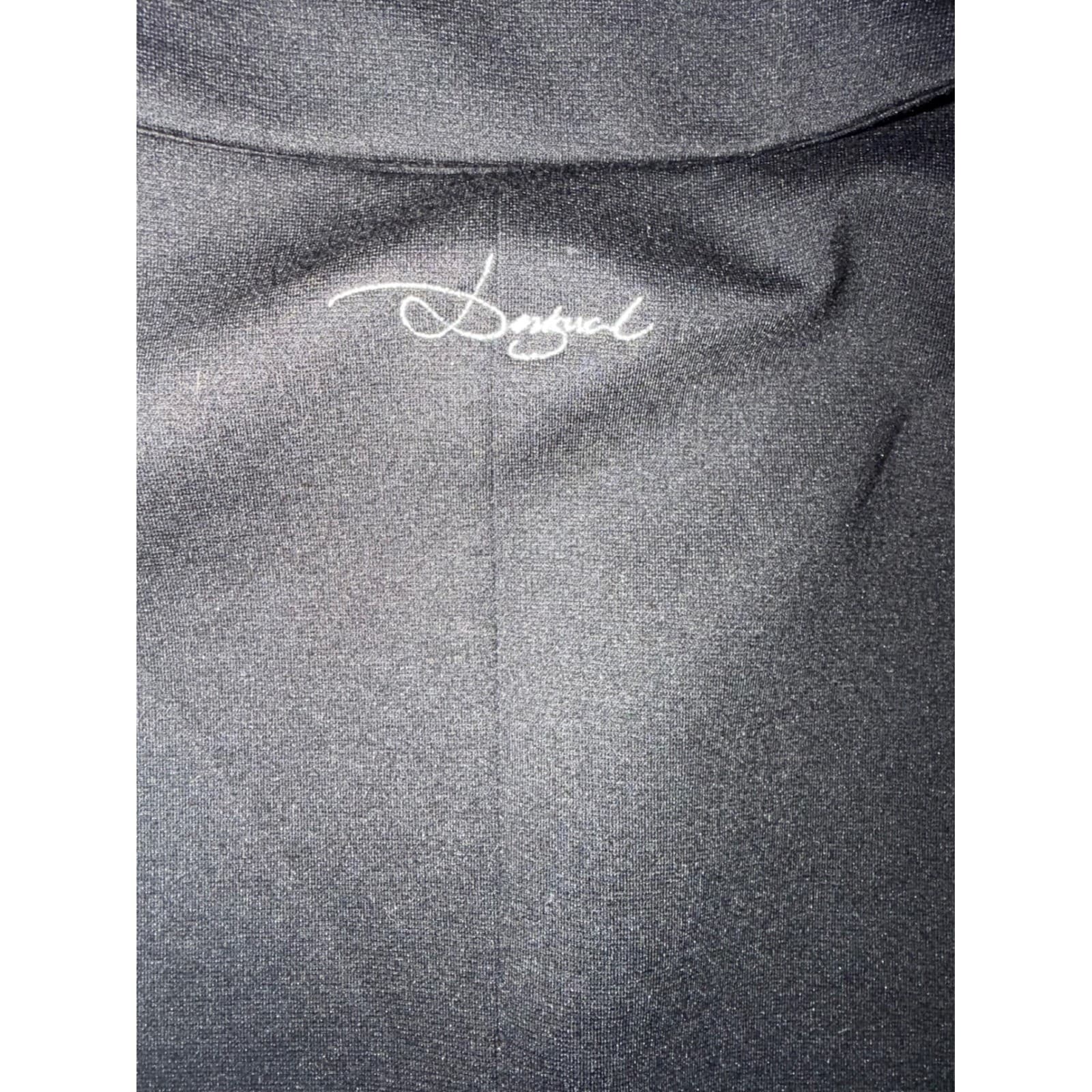 Desigual Black Embroidered Blazer Sz 40 One Button Minimalist Office Jacket - Thumbnail 5