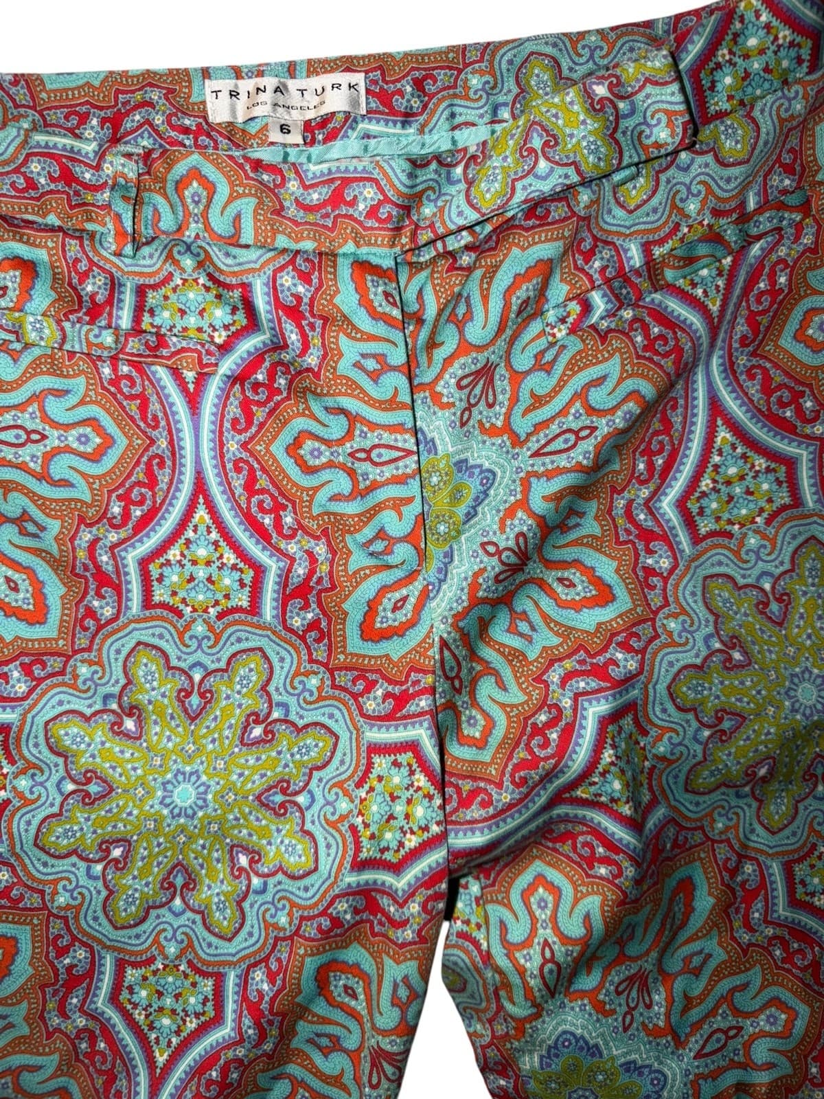 Trina Turk Paisley Wide Leg Trousers Designer Statement - Thumbnail 5
