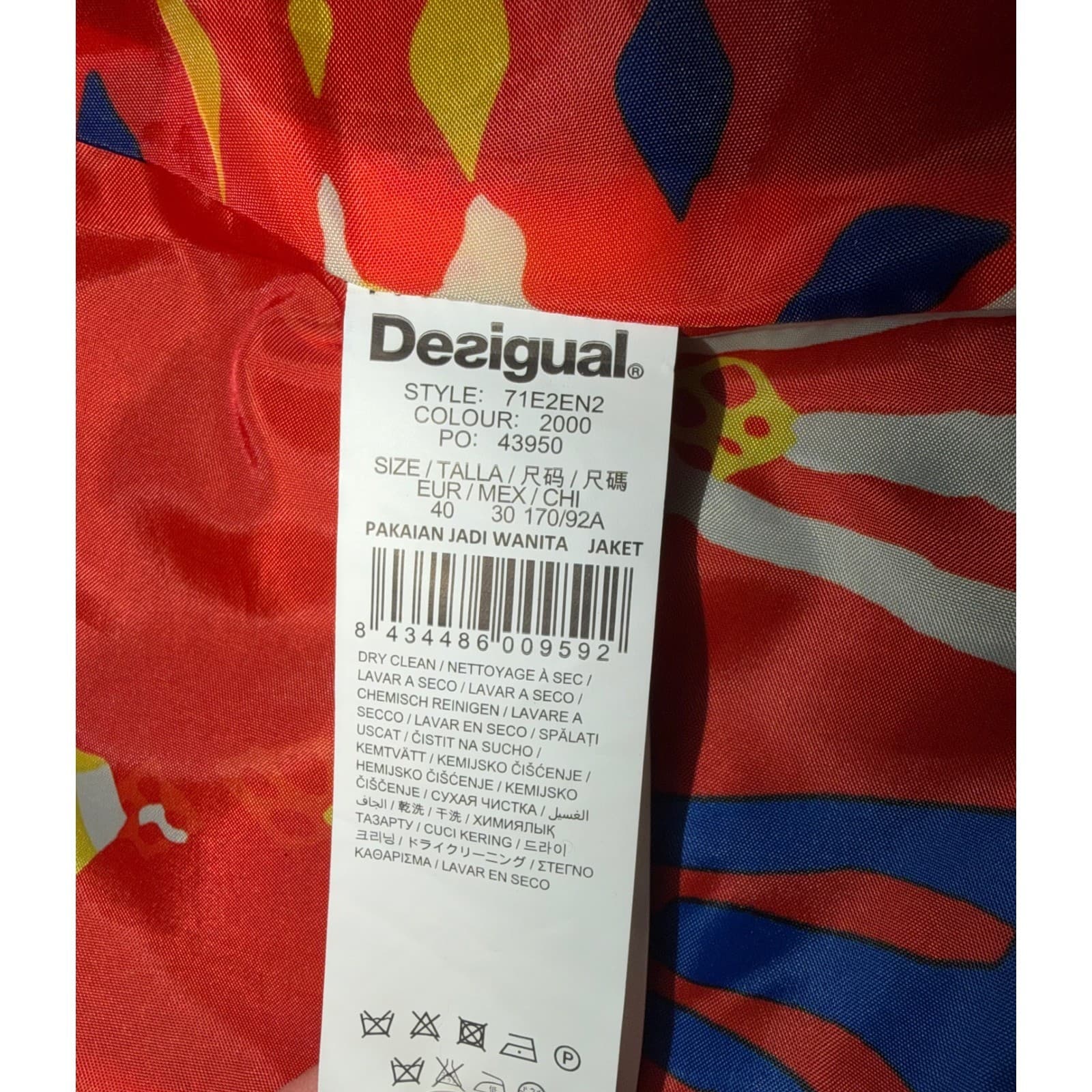 Desigual Black Embroidered Blazer Sz 40 One Button Minimalist Office Jacket - Thumbnail 9