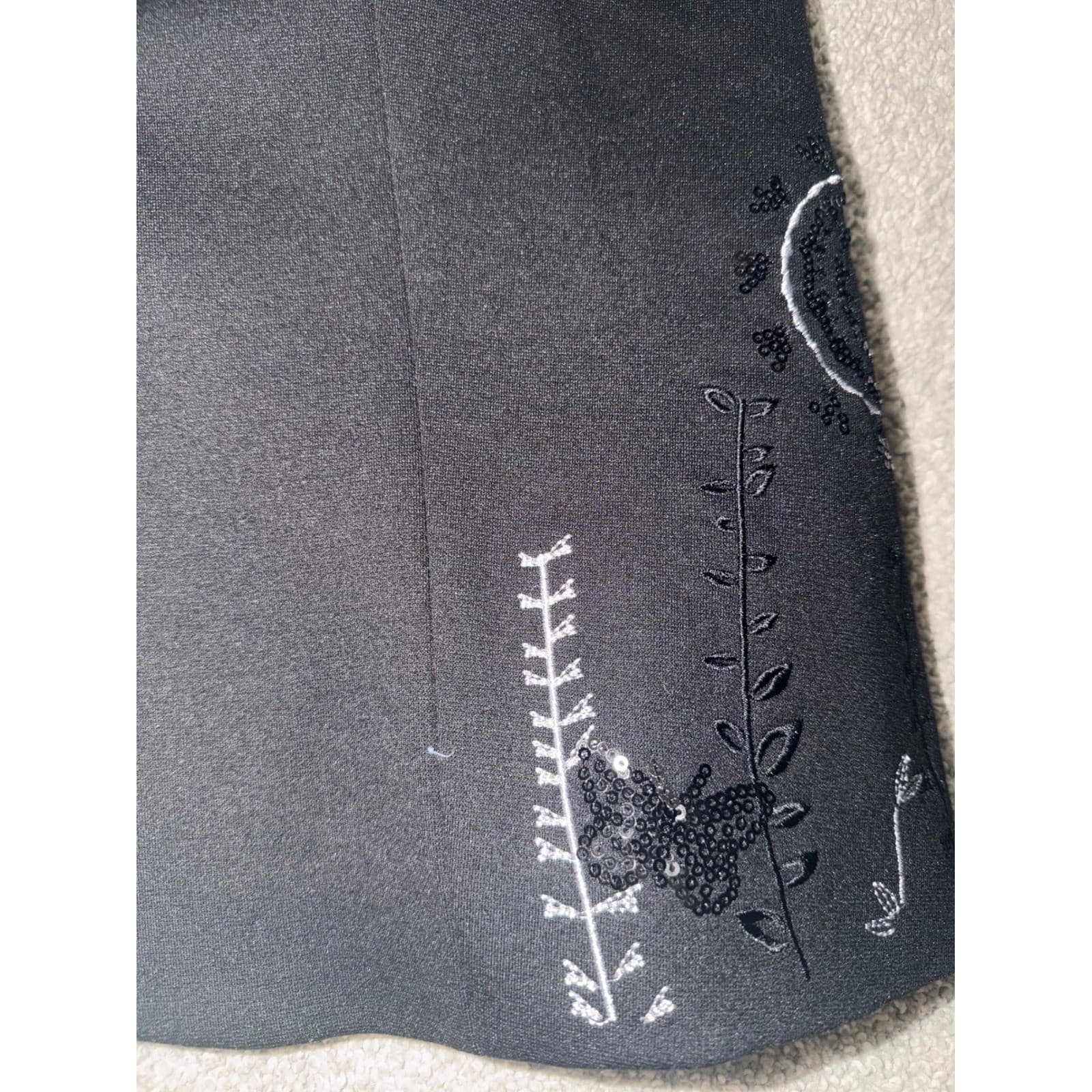 Desigual Black Embroidered Blazer Sz 40 One Button Minimalist Office Jacket - Thumbnail 6