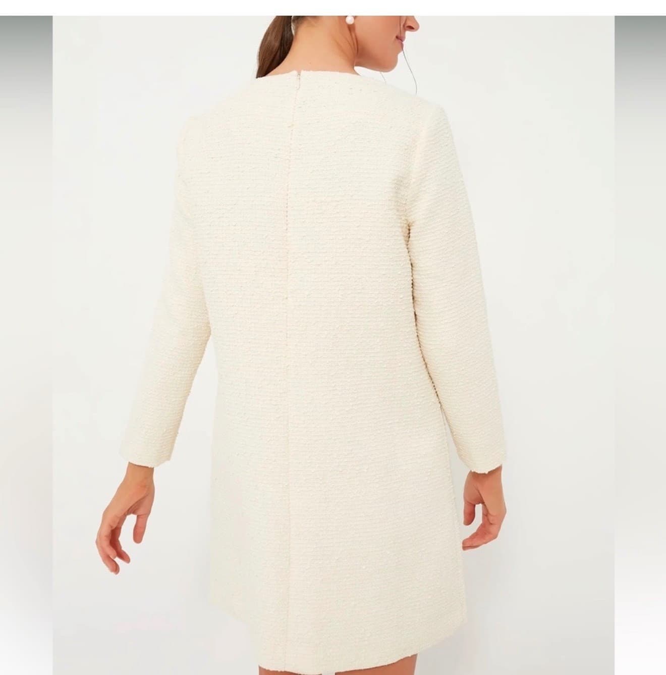 Tuckernuck Blanc Ivory Tweed Tie Mini Dress Sz M Luxury Chic - Thumbnail 4