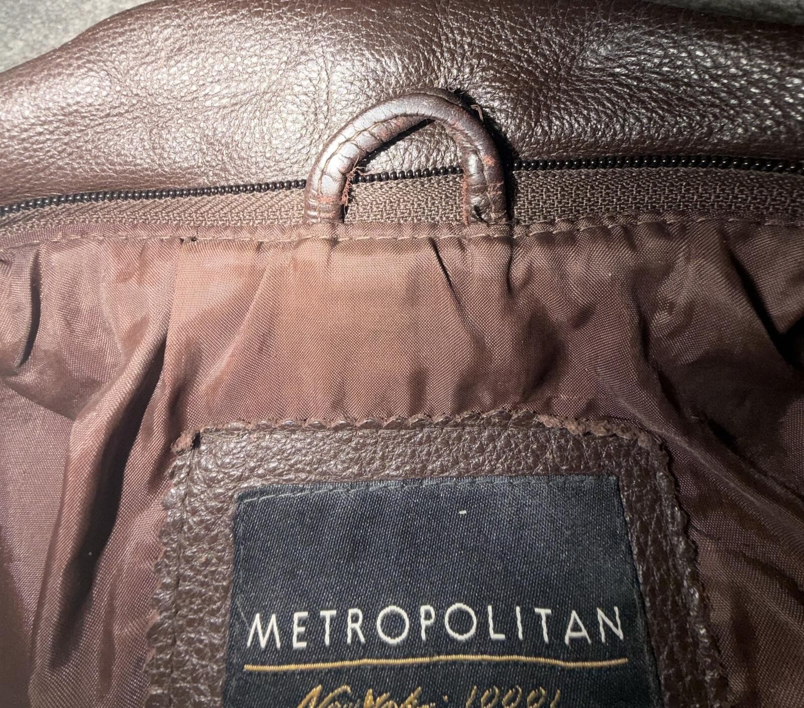 Metropolitan NY 10001 Brown Jacket Sz L Biker Moto Vintage Urban Style - Thumbnail 11