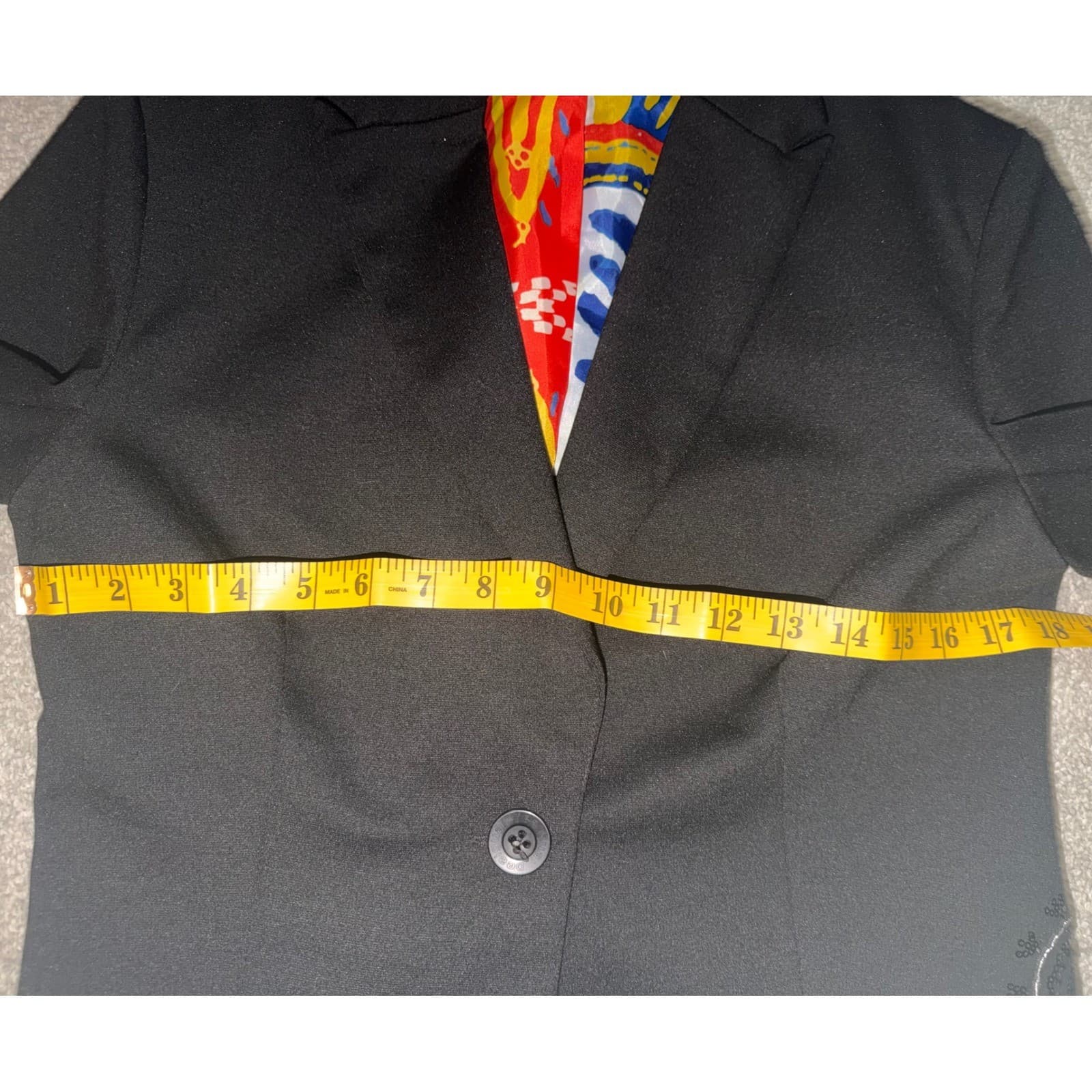 Desigual Black Embroidered Blazer Sz 40 One Button Minimalist Office Jacket - Thumbnail 8