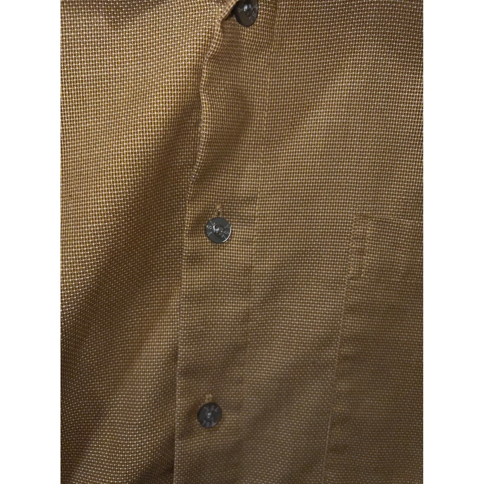 Vtg 90 Yves Saint Laurent Gold Brown Button Down Shirt Sz L Luxury Designer - Thumbnail 5