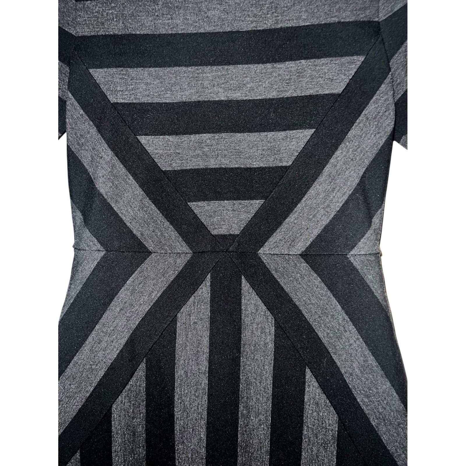 Maeve sz 2 2Black Gray Stripe Pencil Short Sleeve elegant round collar - Thumbnail 6