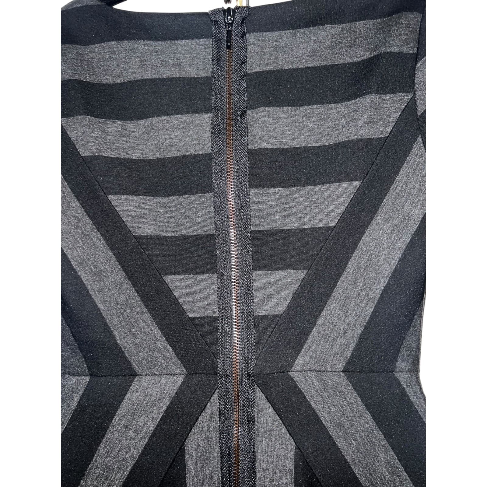 Maeve sz 2 2Black Gray Stripe Pencil Short Sleeve elegant round collar - Thumbnail 5