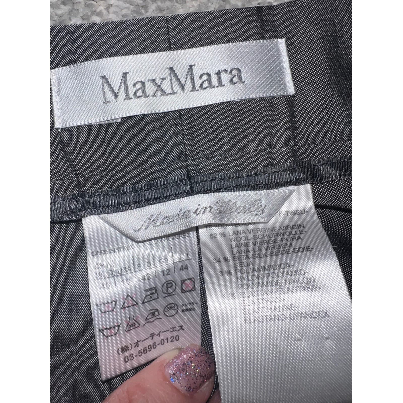 Max Mara Gray Dress Pants Sz 10 | Designer Office Siren Tailored Trousers Luxury - Thumbnail 3