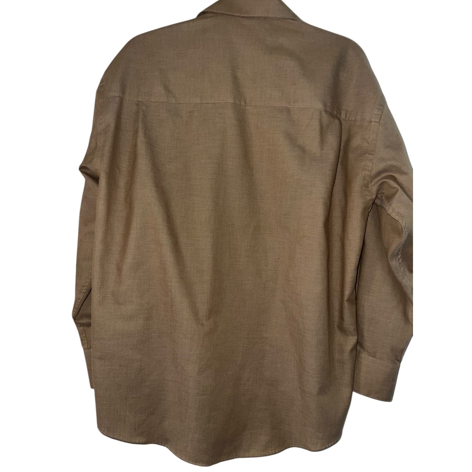 Vtg 90 Yves Saint Laurent Gold Brown Button Down Shirt Sz L Luxury Designer - Thumbnail 2