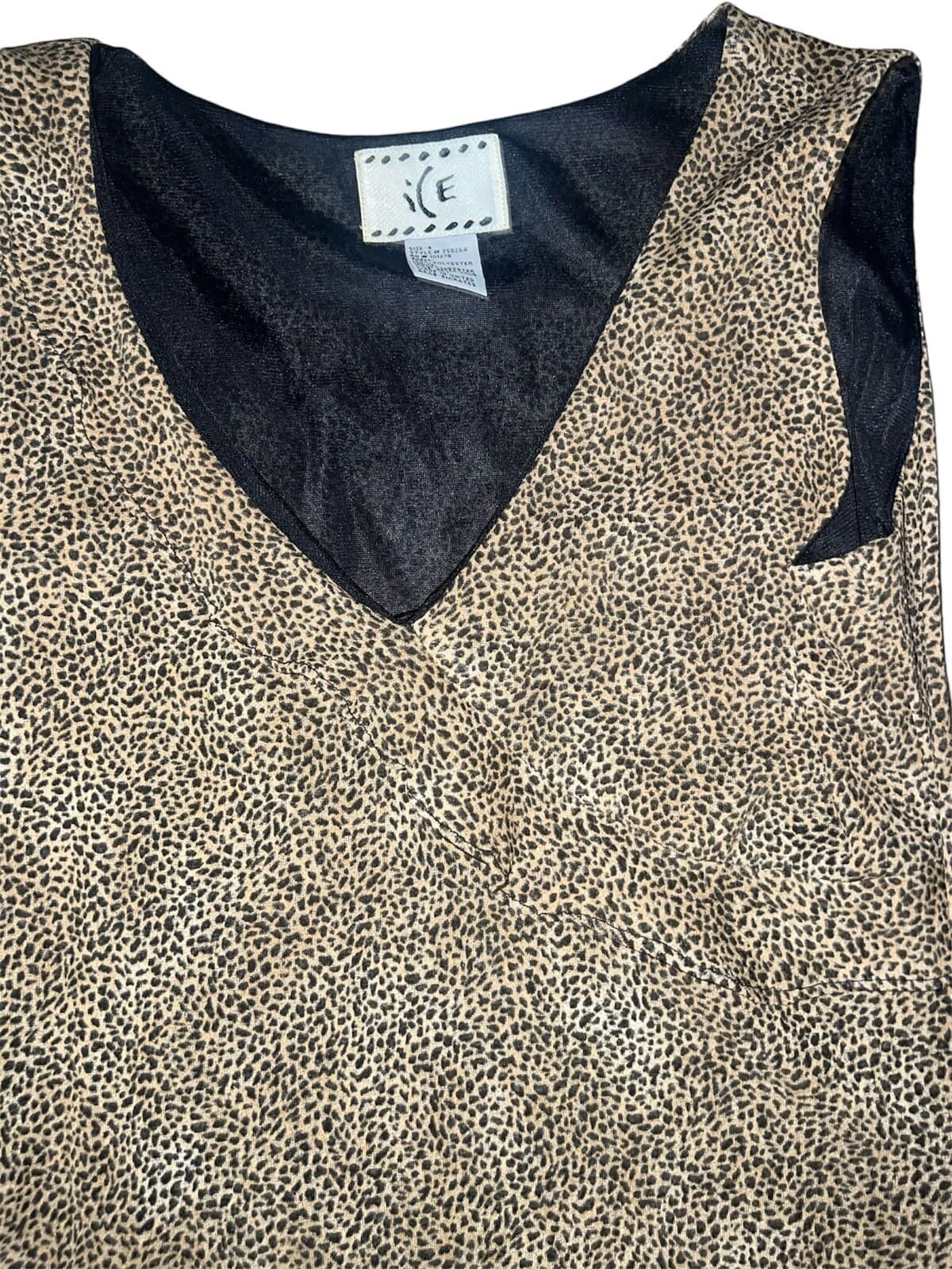 leopard tendencia animalprint V-neck dress Size 4 Sleeveless Mob Wife Boho - Thumbnail 6