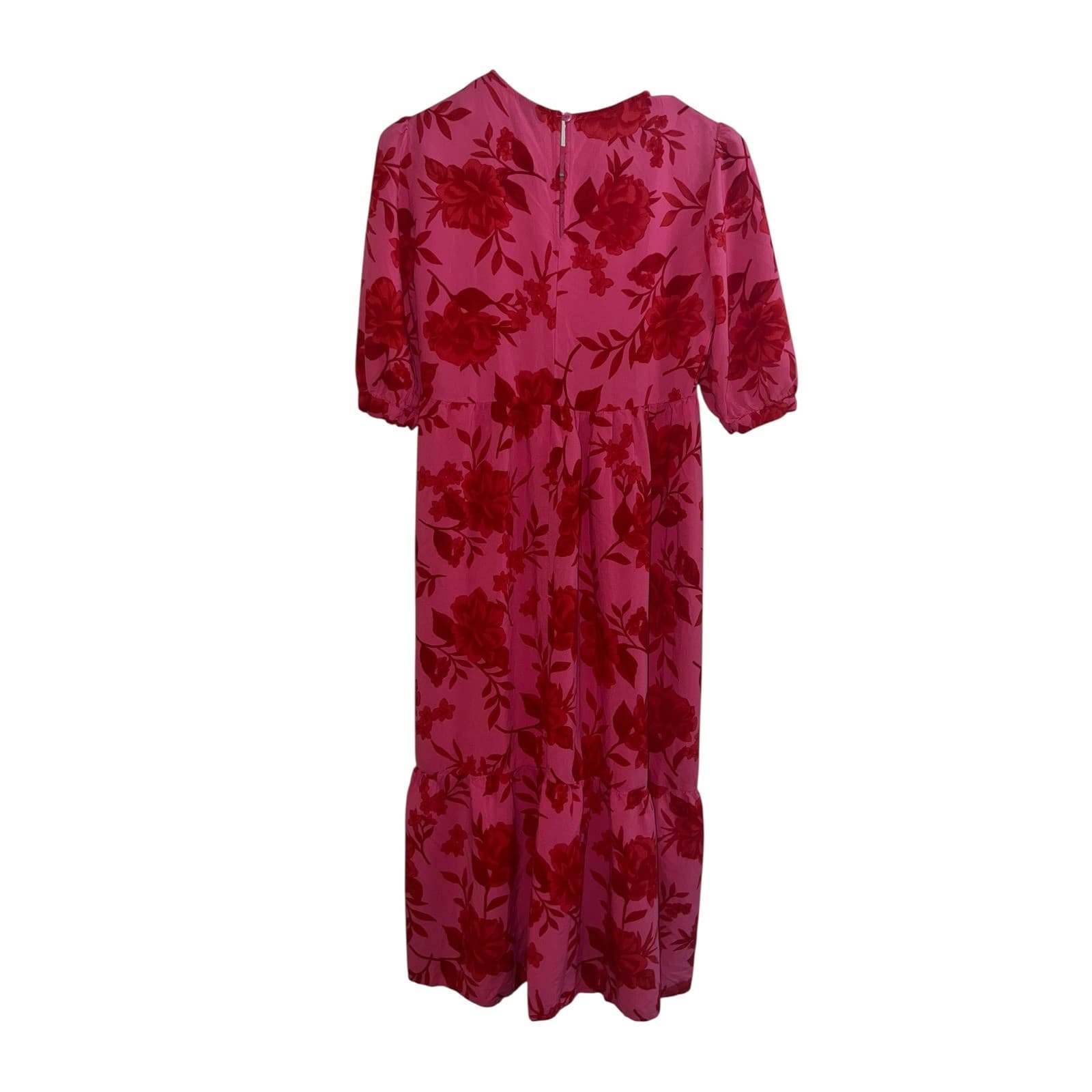 Nobody's Child Pink Floral Smock Midi Dress Sz 4 Livaeco Cottagecore Boho - Thumbnail 6