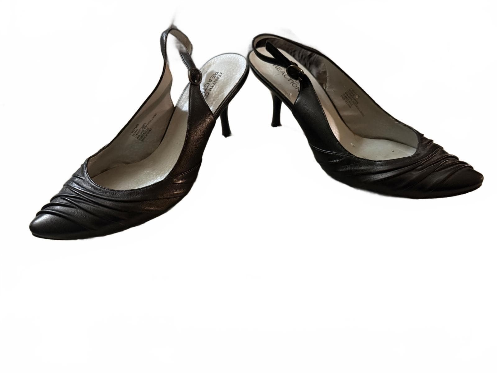 Kenneth Cole Black Slingback Kitten Heels Sz 7 Pointed Toe - Thumbnail 5