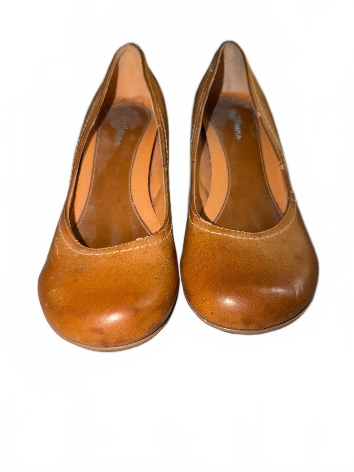 Playhouse Brown Round-Toe Mid Heel Pumps S 7 Classic Career - Thumbnail 2