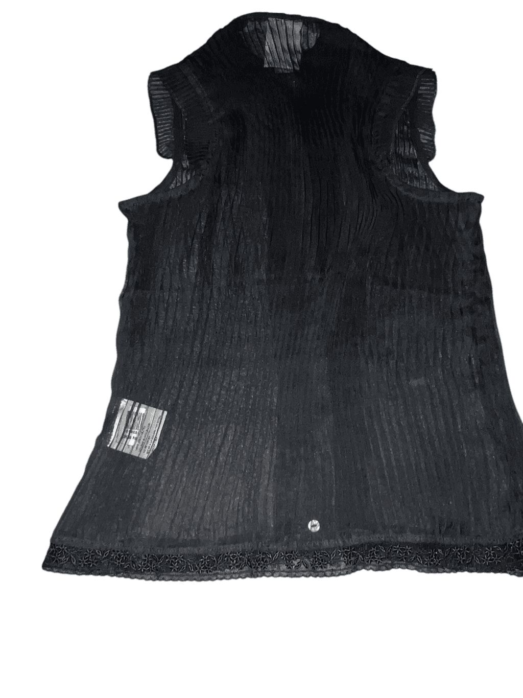 las papas top size xs black sheer Sleeveless Collar Button Gothic Emo Minimalist - Thumbnail 2