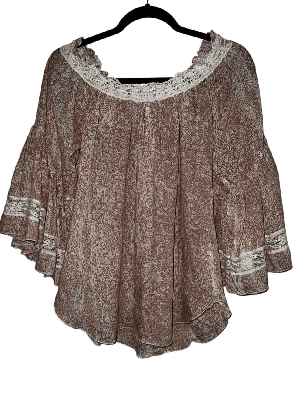 poupette st Bart blouse sz l Bell Sleeve Crew Neck Cottagecore Boho Bohemian - Thumbnail 2