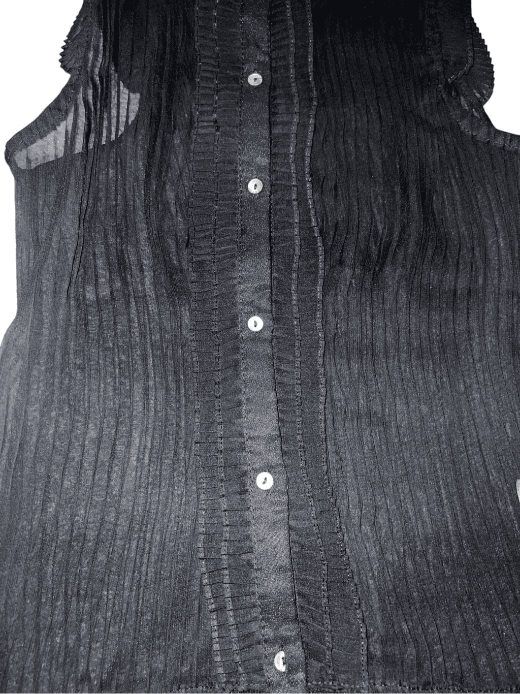 las papas top size xs black sheer Sleeveless Collar Button Gothic Emo Minimalist - Thumbnail 3