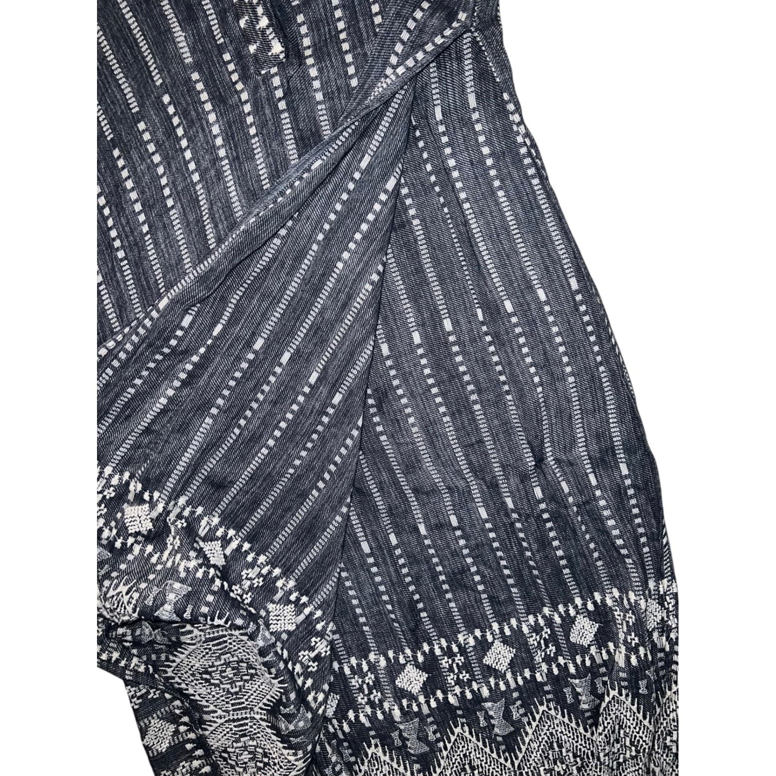 Love Sam Blue & White Boho Sz M Long Sleeve Cotton Slit Sides Fairycore gypsy - Thumbnail 4