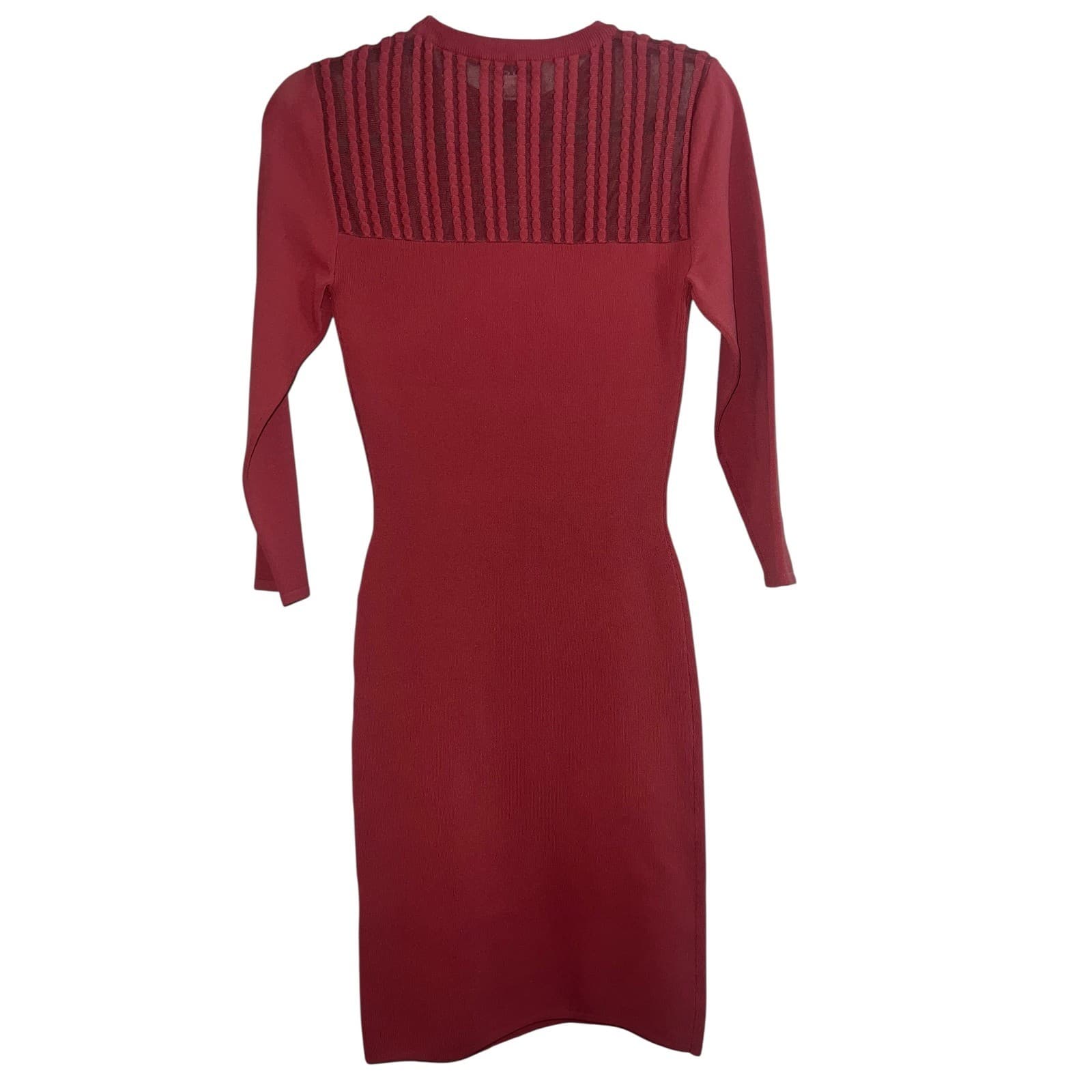 REISS Kadriana Coral Sheer Dress Sz 2 3/4 Sleeve Viscose Luxury Designer - Thumbnail 3