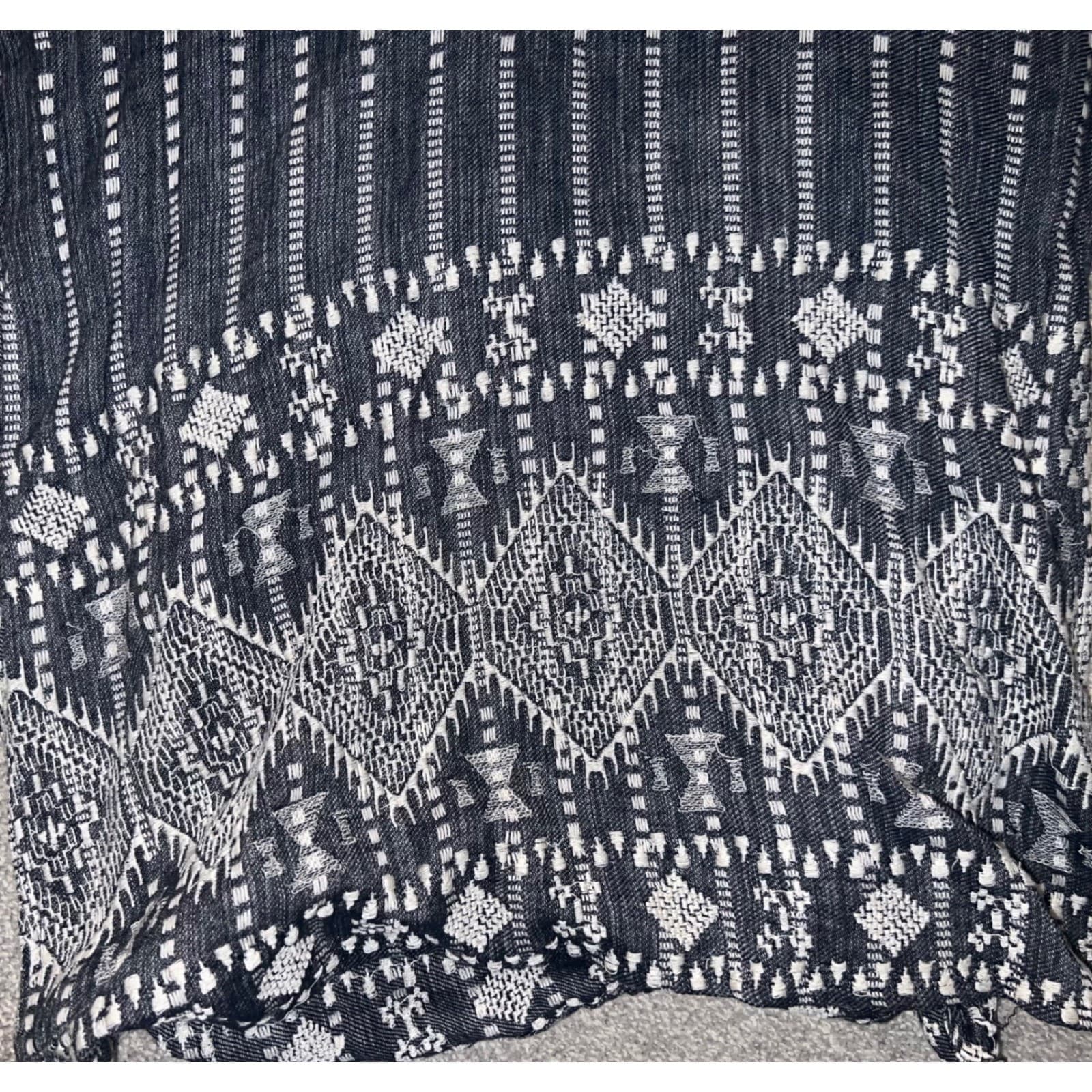 Love Sam Blue & White Boho Sz M Long Sleeve Cotton Slit Sides Fairycore gypsy - Thumbnail 9