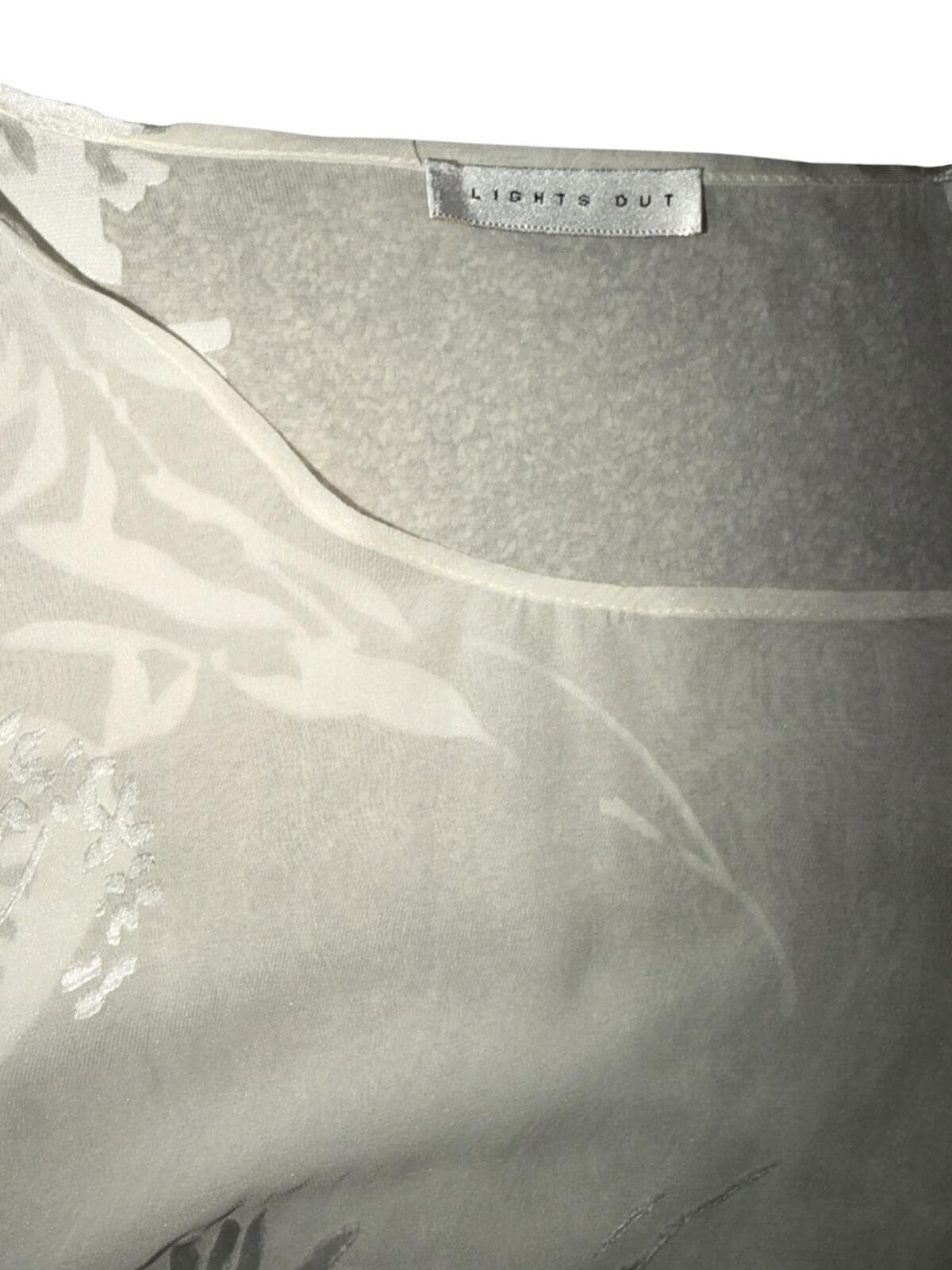 Lights Out White Sheer Silk Floral Top Sz S/M Romantic Cottagecore Boho - Thumbnail 3