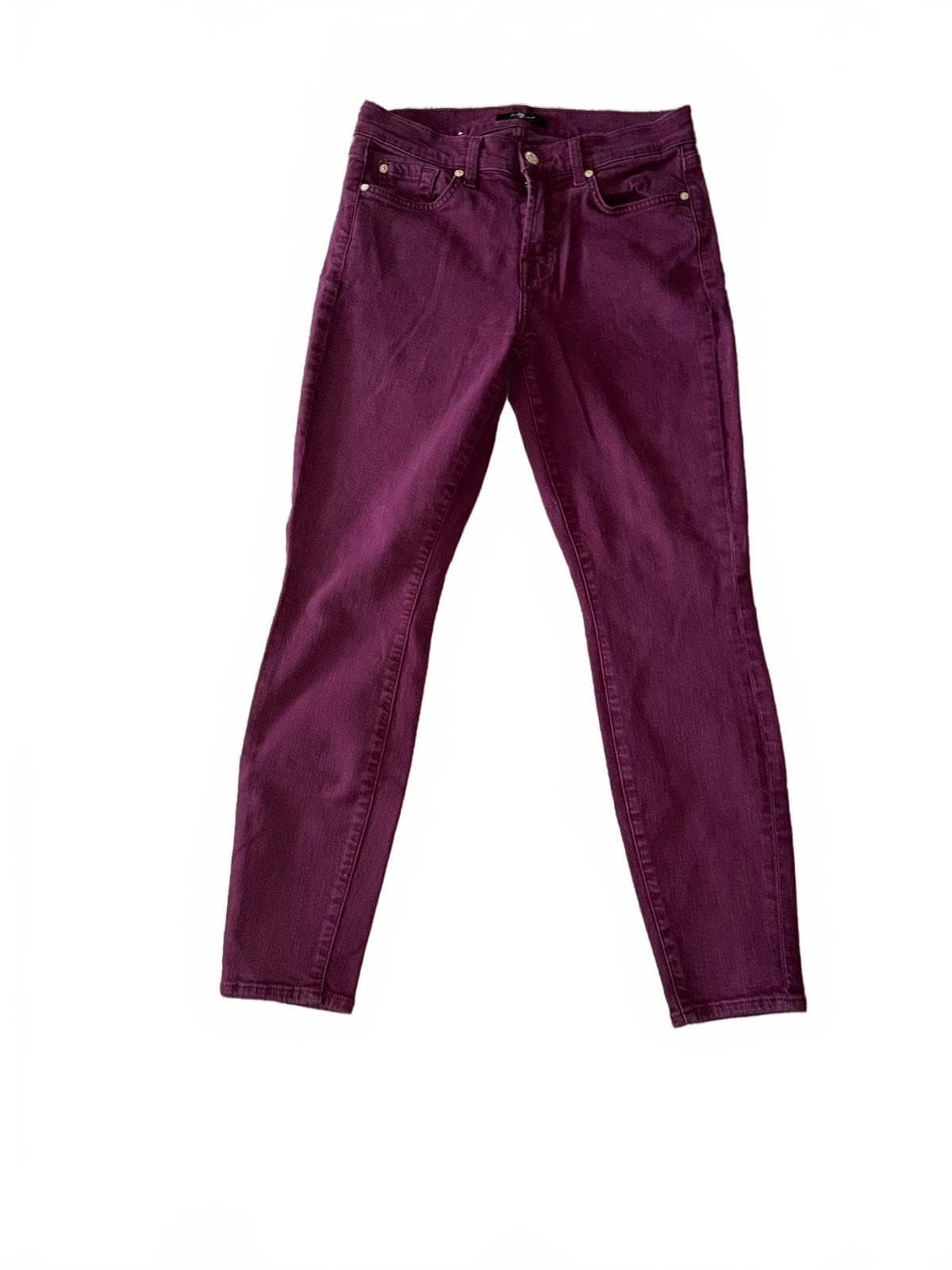 7 For All Mankind Gwenevere Ankle Sz 28 Burgundy Designer - Thumbnail 2