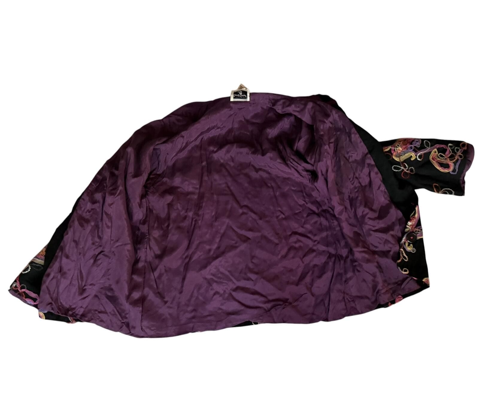 Vintage 80s April Cornell Black Embroidered Cotton Jacket Sz XS Boho Cottagecore - Thumbnail 12