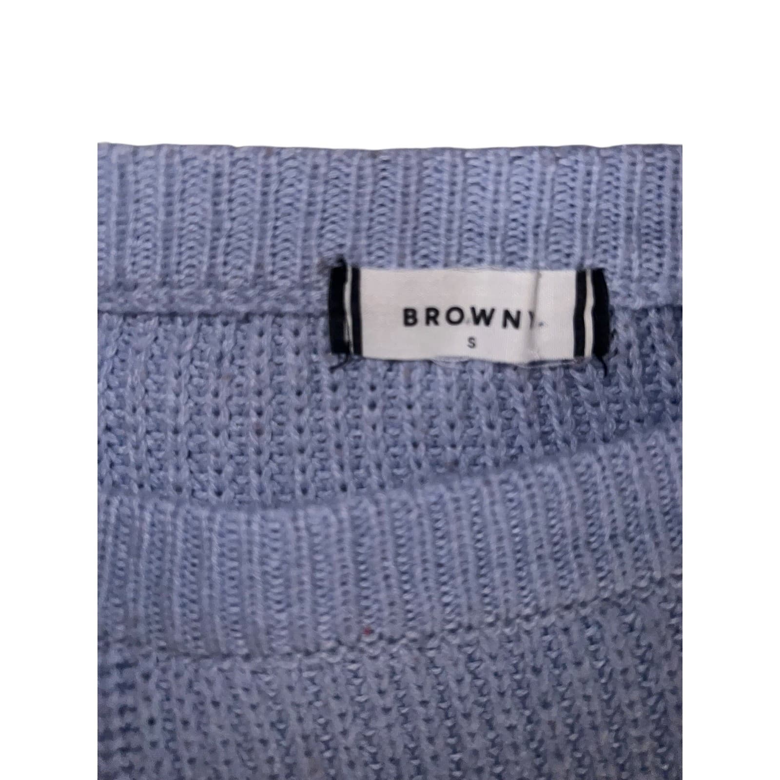 Browny Blue Sweater Size S | Comfy Preppy Knit Pullover | Cozy Casual Classic - Thumbnail 3