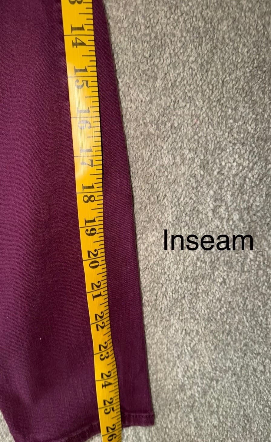 7 For All Mankind Gwenevere Ankle Sz 28 Burgundy Designer - Thumbnail 8