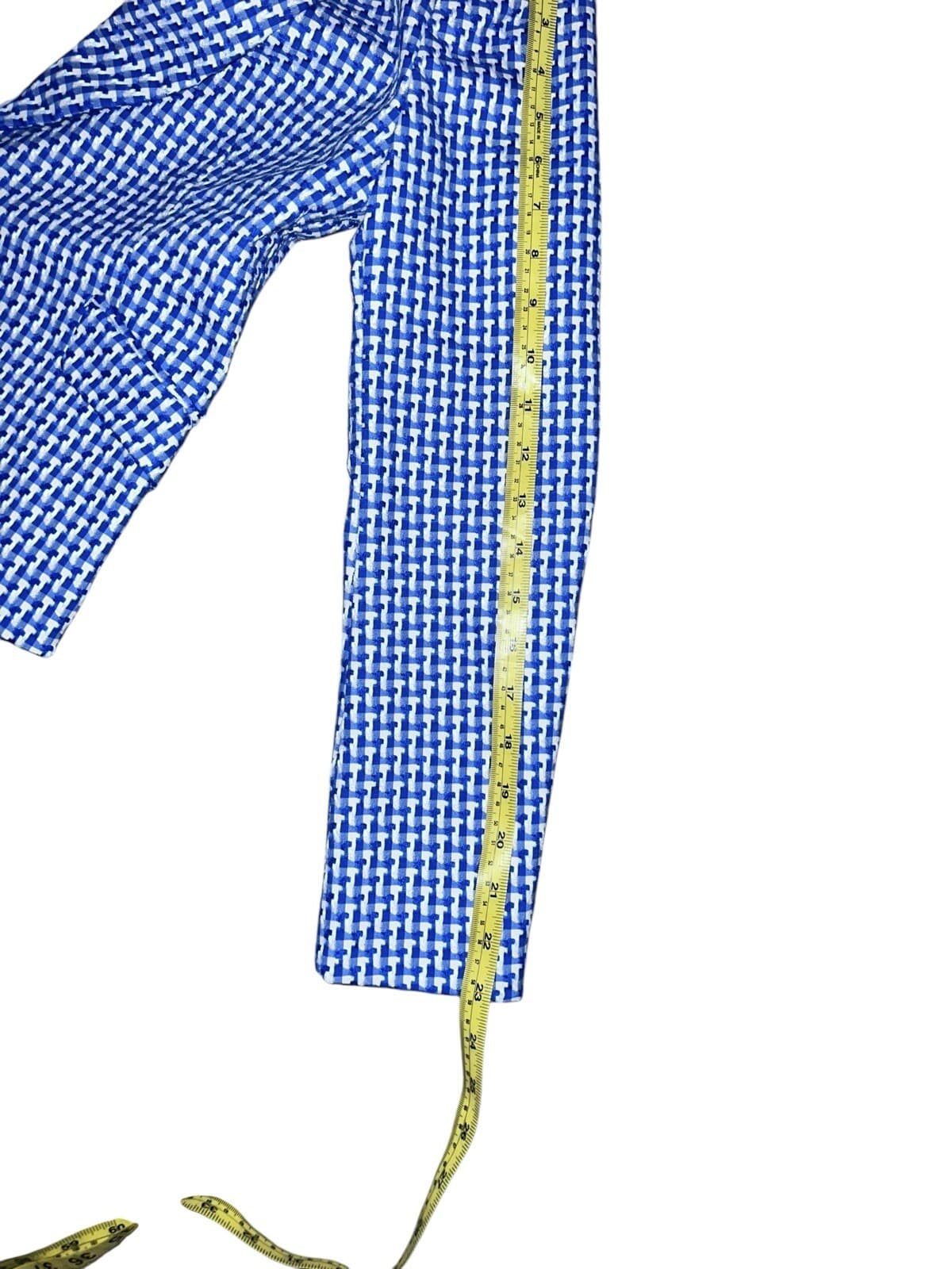 Zara Basic Blue one button c Blazer Sz M Herringbone Office Siren Secretary - Thumbnail 6