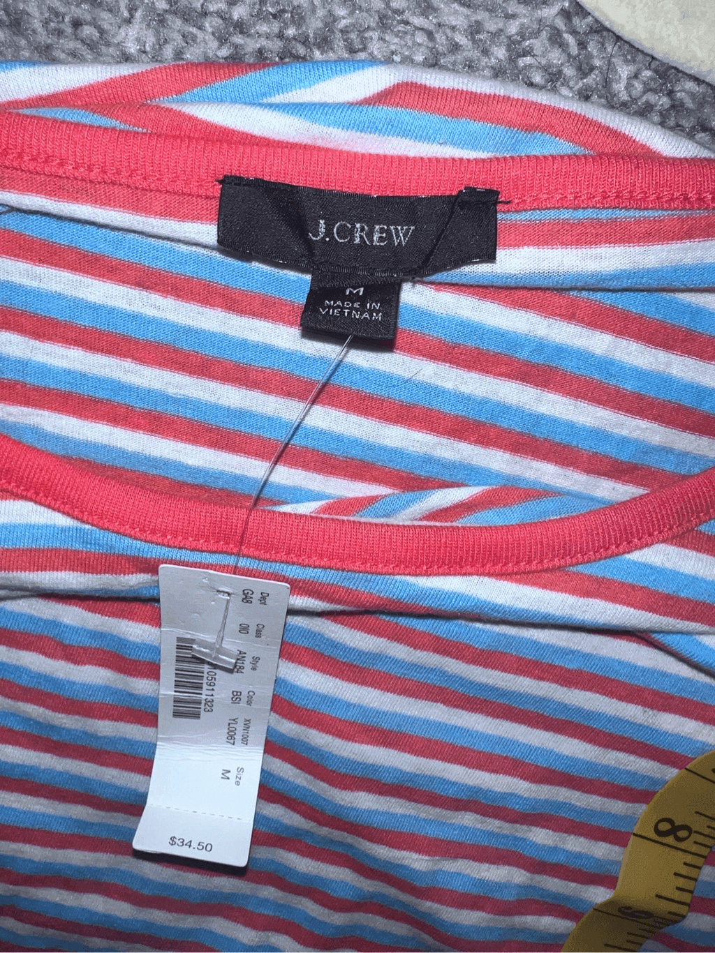 J. CREW Cap Sleeve Striped Tops for Sz m nwt Crew Neck Short Sleeve Preppy - Thumbnail 4