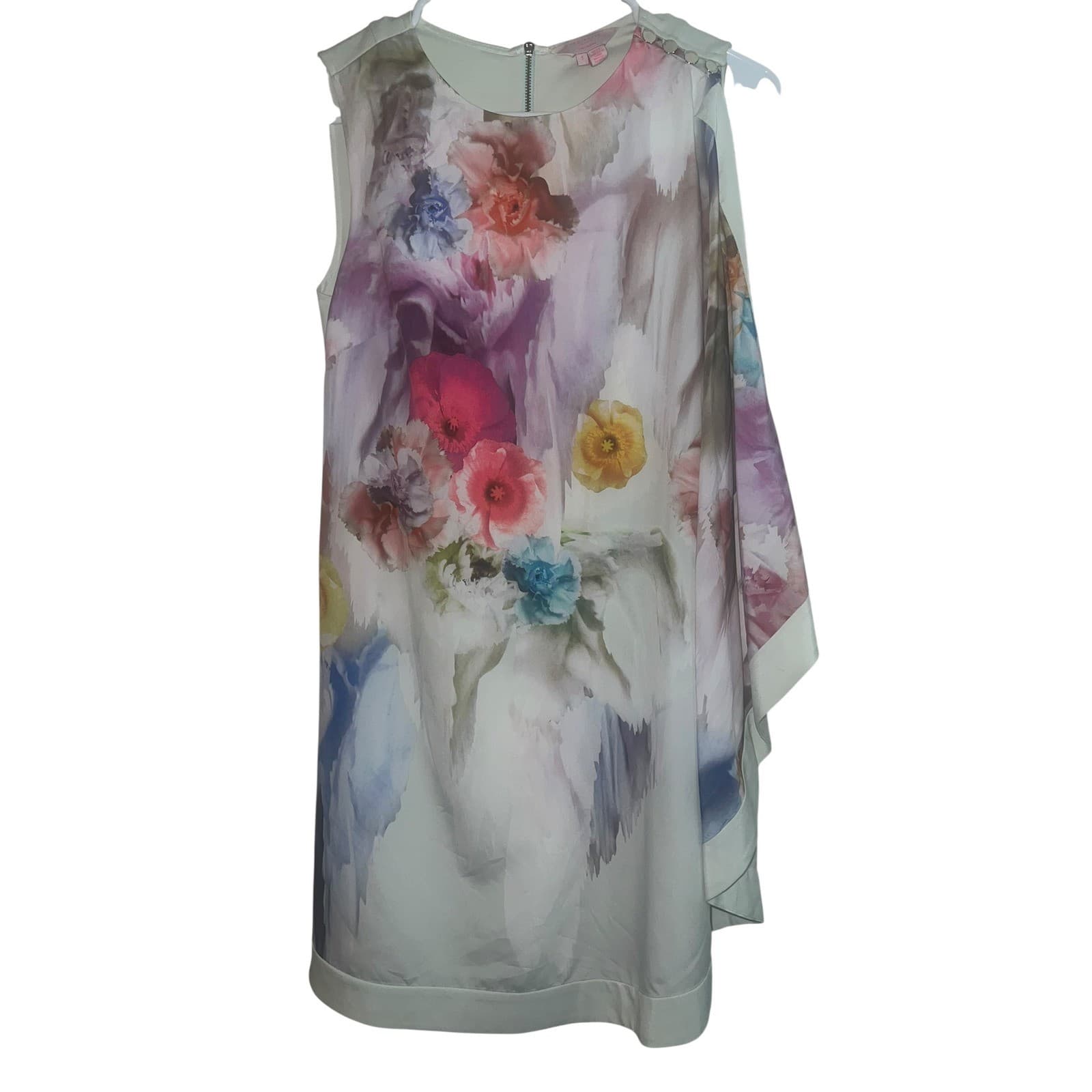 Ted Baker London Dahnni Floral Tunic Mini Dress Sz 1 Multi Viscose Cottagecore - Thumbnail 4