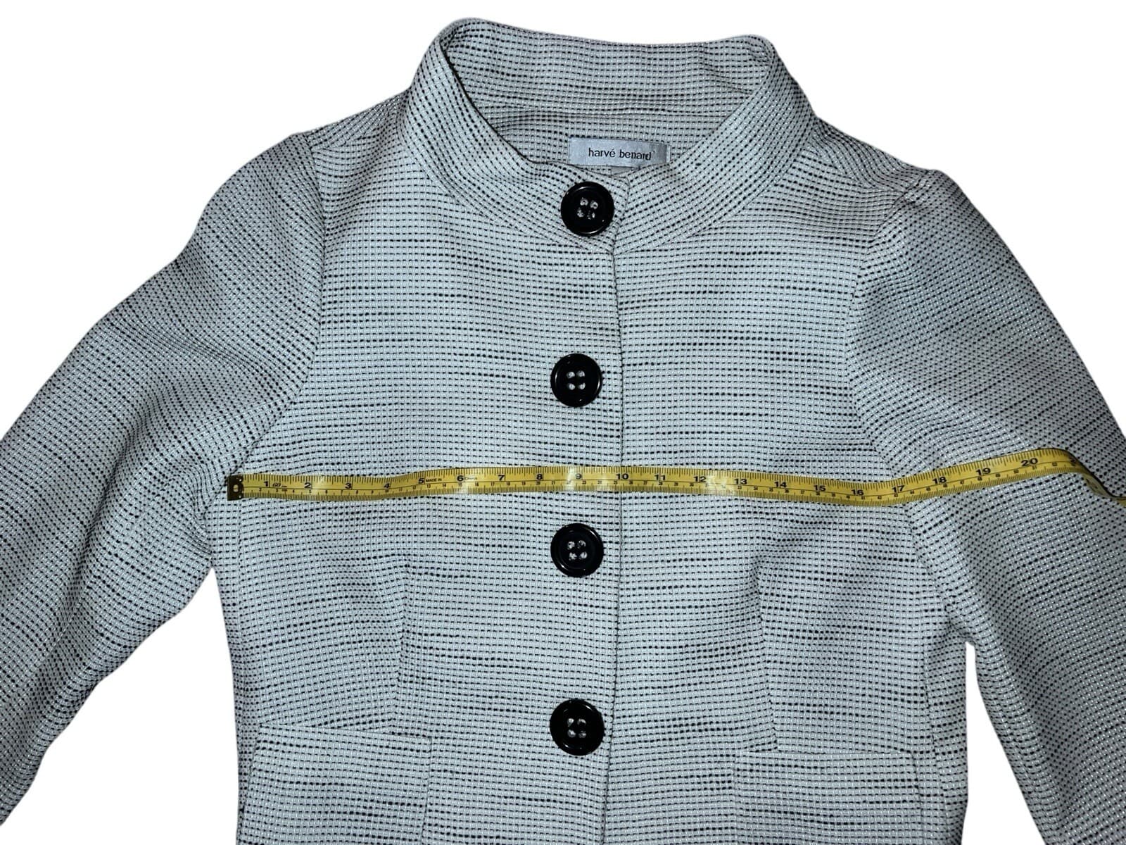 HARVE BERNARD BLAZER SZ 10 Button High Neck Office Siren Secretary Preppy - Thumbnail 3