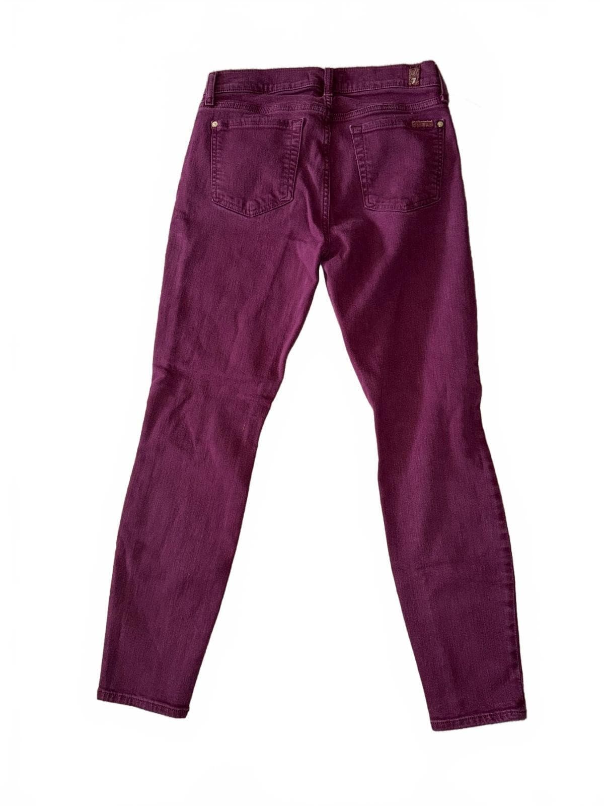 7 For All Mankind Gwenevere Ankle Sz 28 Burgundy Designer - Thumbnail 7