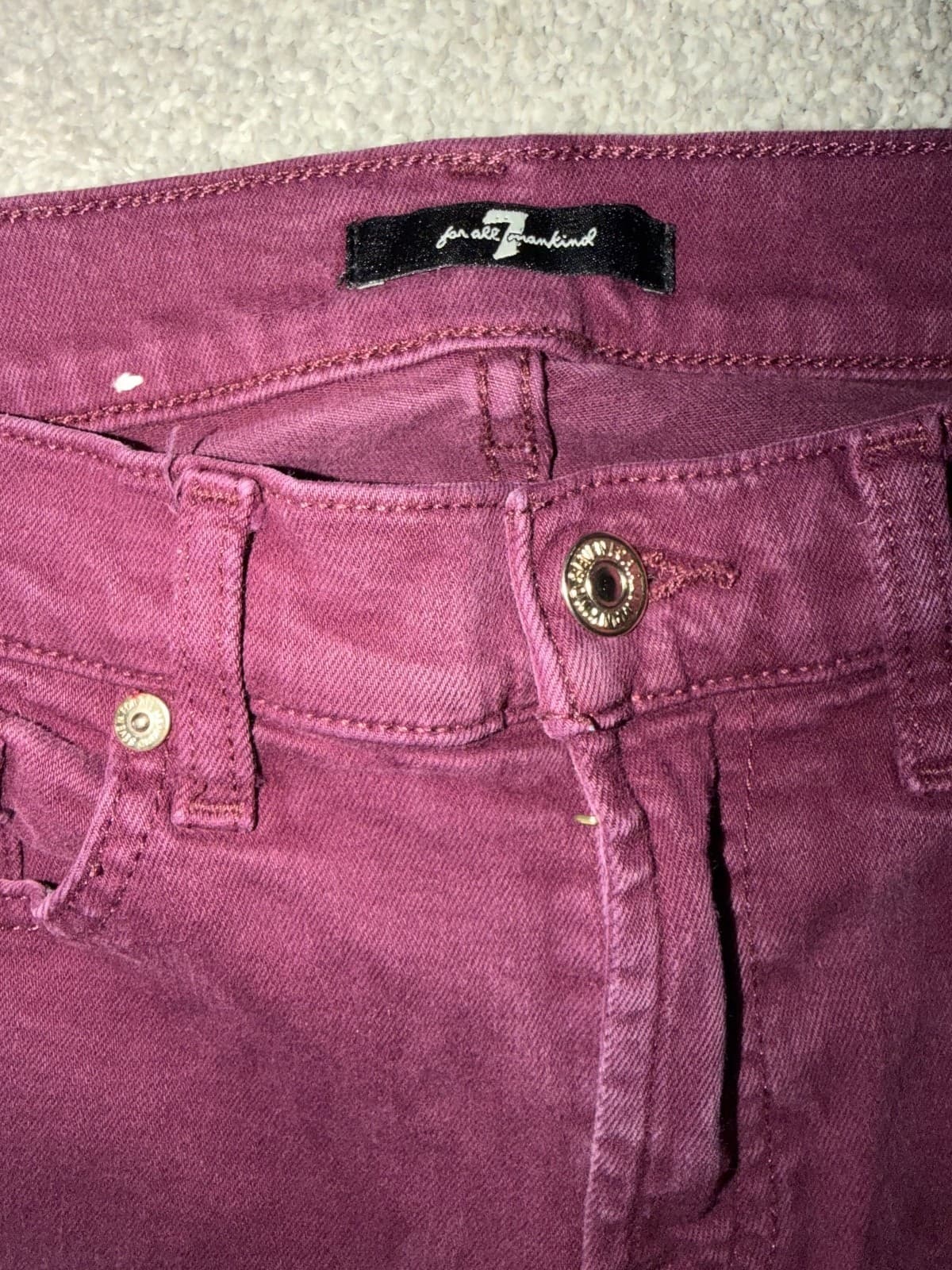 7 For All Mankind Gwenevere Ankle Sz 28 Burgundy Designer - Thumbnail 3