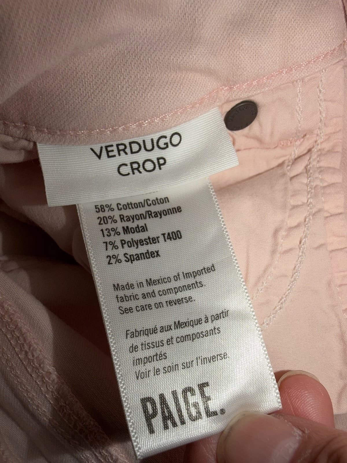 PAIGE Verdugo Crop Mid-Rise Skinny Pink Sz 27 Designer - Thumbnail 7