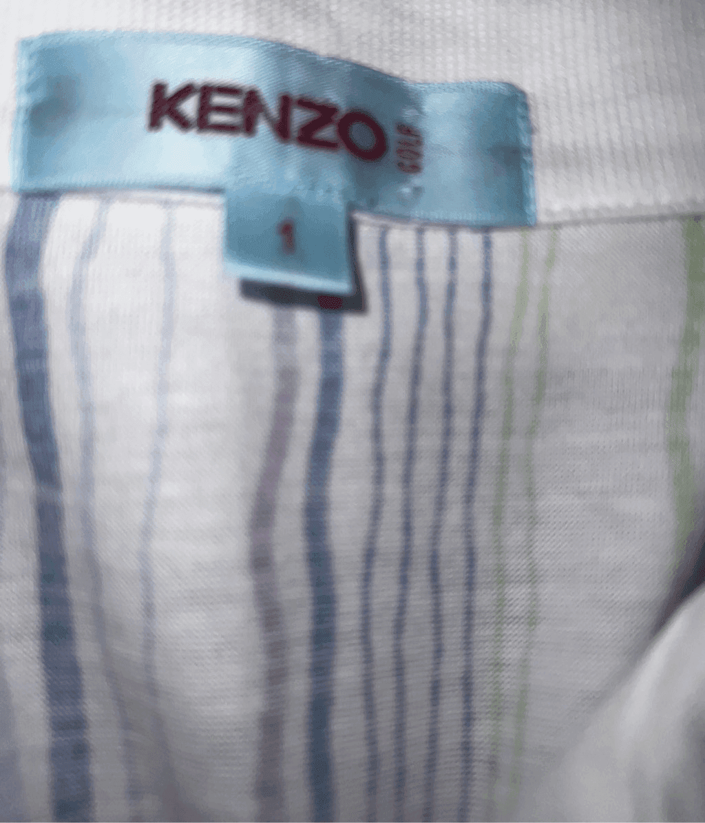 Kenzo Women's Striped Polo Top Sz 1 | Preppy Collar Coastal Golf Tennis - Thumbnail 6