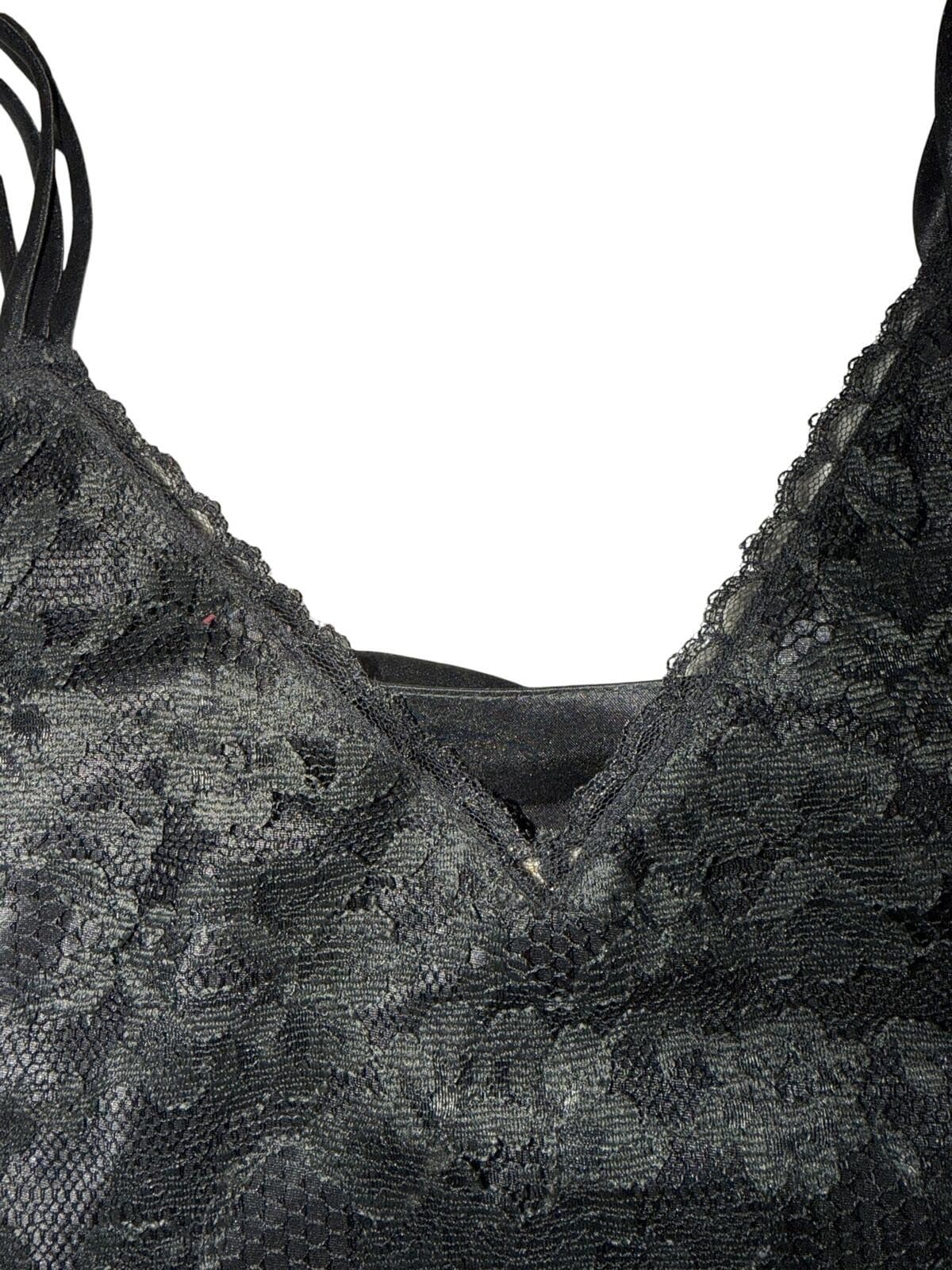 Deadstock Vtg 90s Victoria’s Secret black Lace Babydoll Sz M Gold Tag - Thumbnail 7